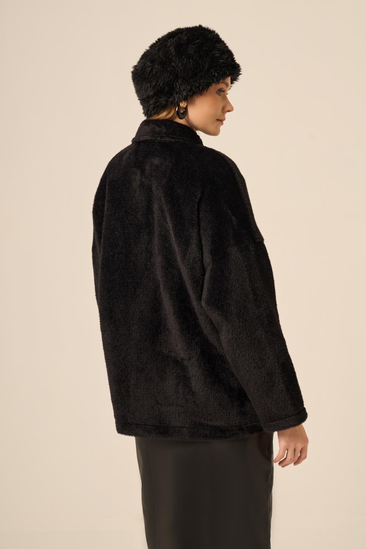 FTZ Women Kadın Kürk Ceket  Siyah 31281