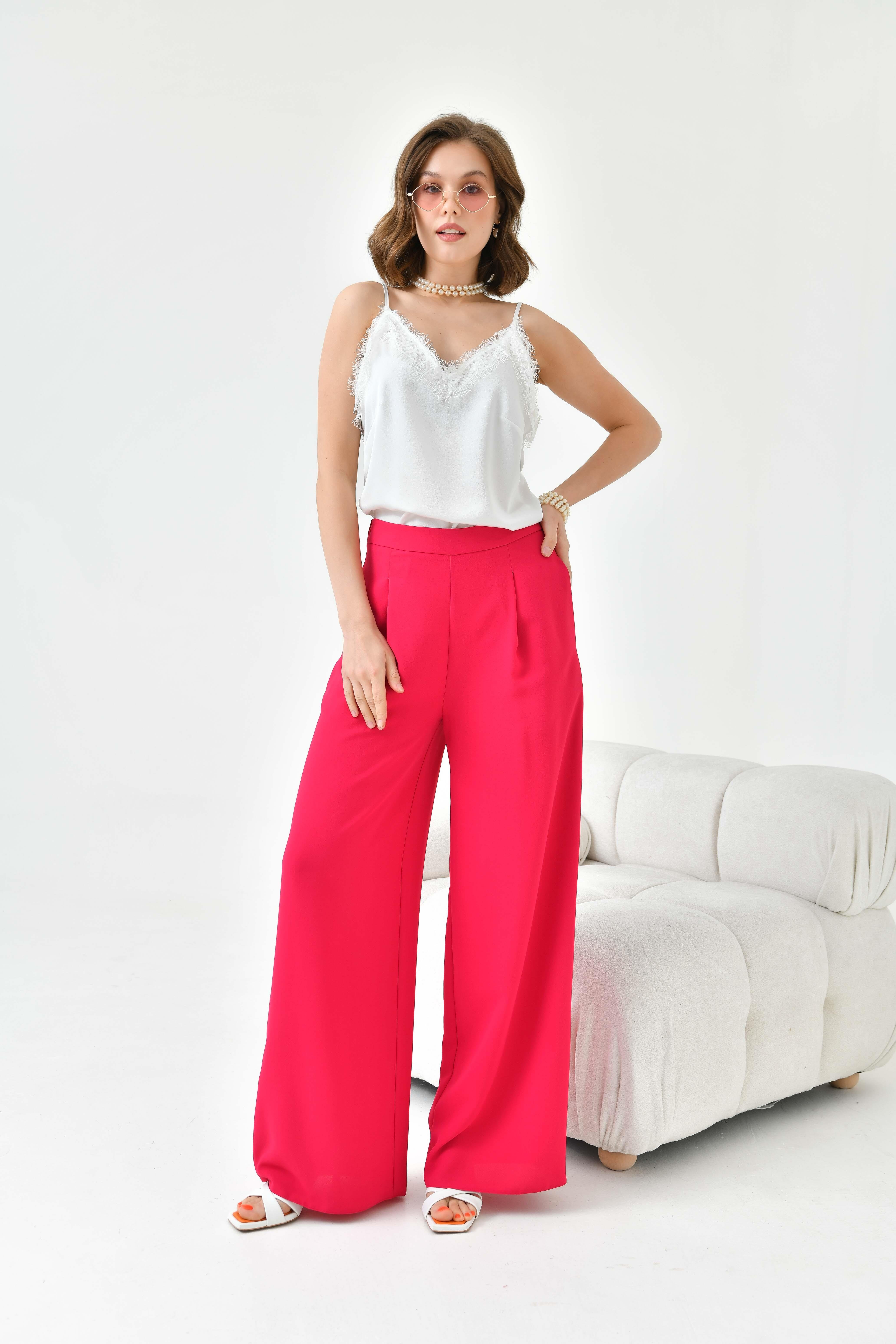 FTZ Women Kadın Lastikli Pantolon  Fuşya 30756