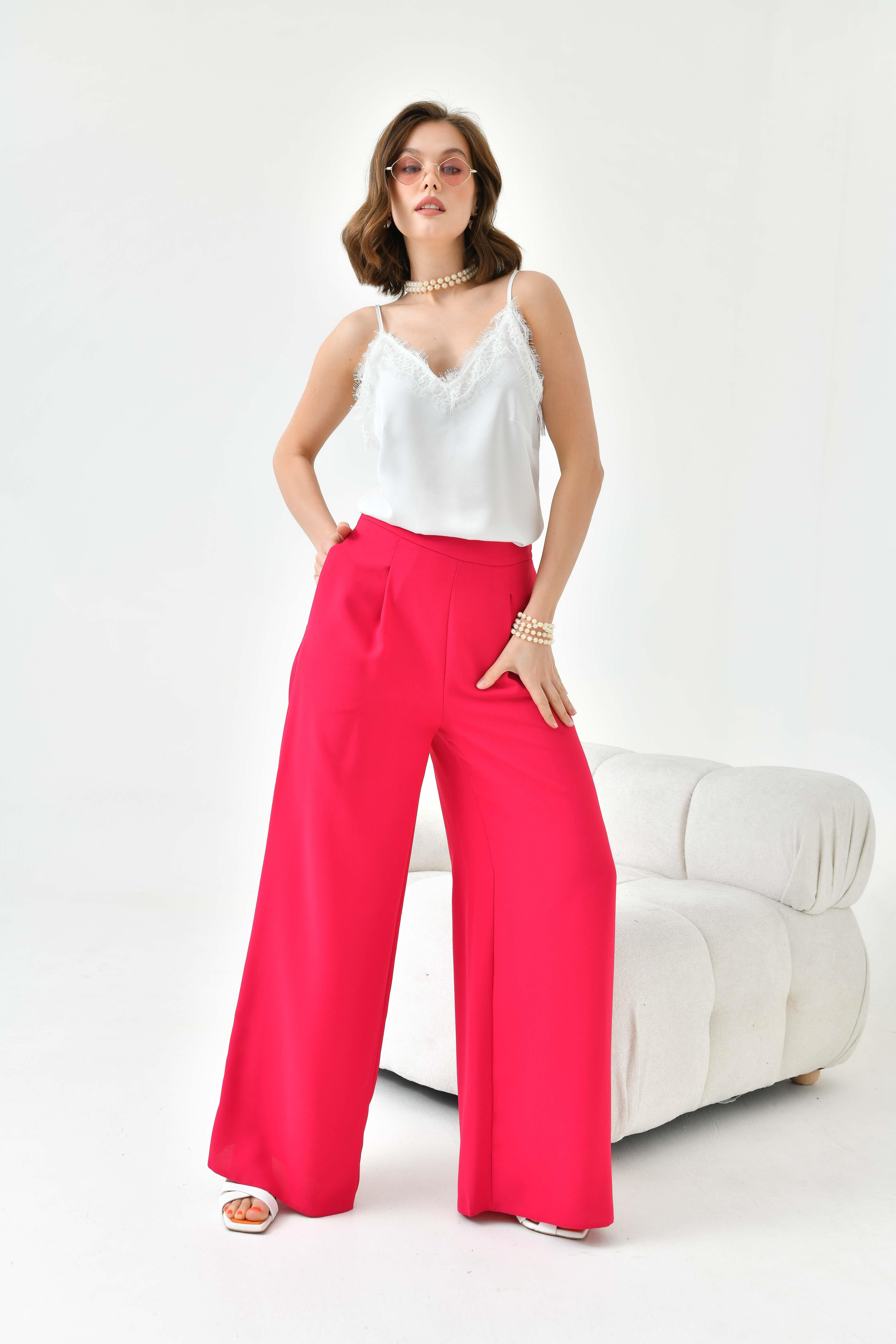 FTZ Women Kadın Lastikli Pantolon  Fuşya 30756