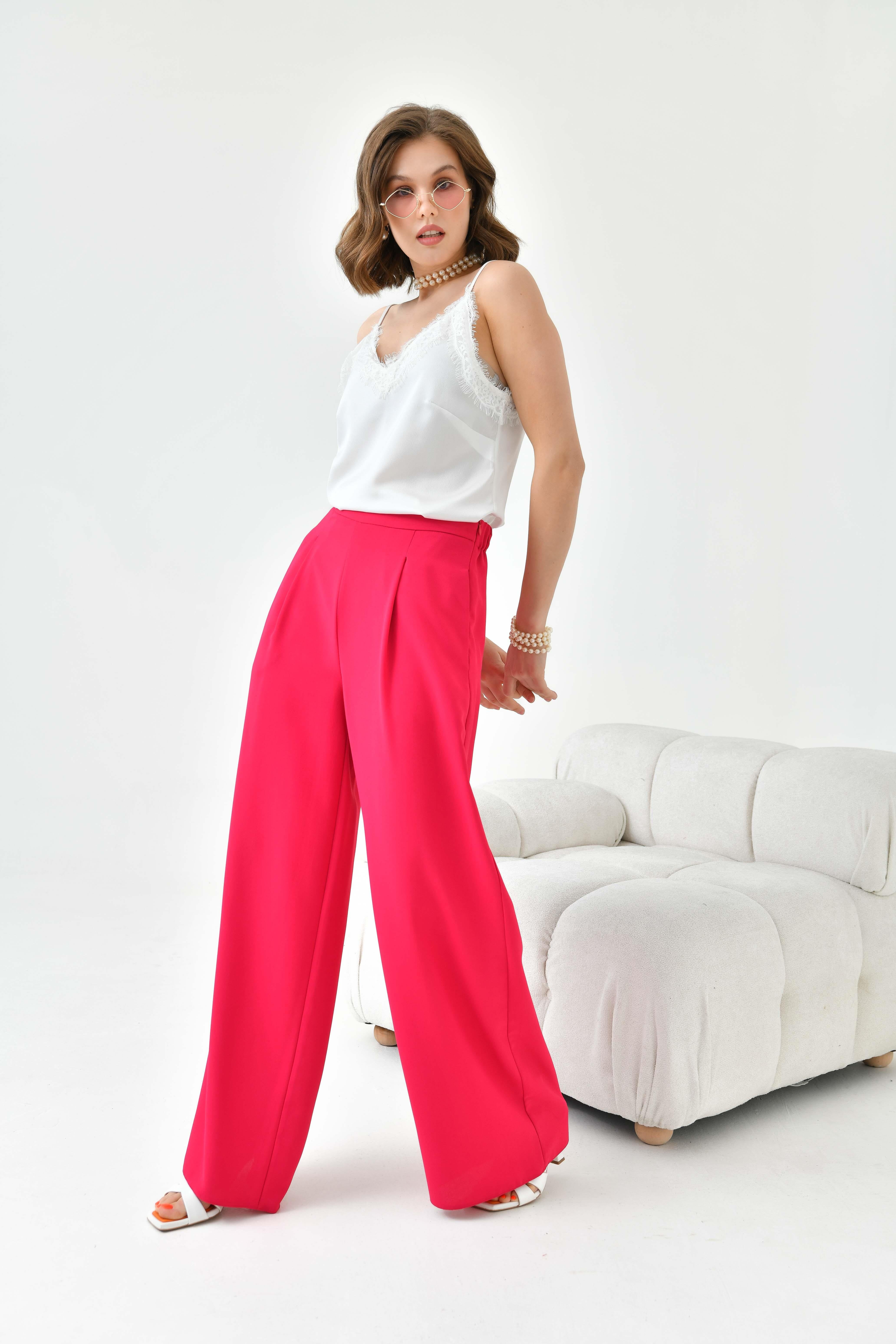 FTZ Women Kadın Lastikli Pantolon  Fuşya 30756