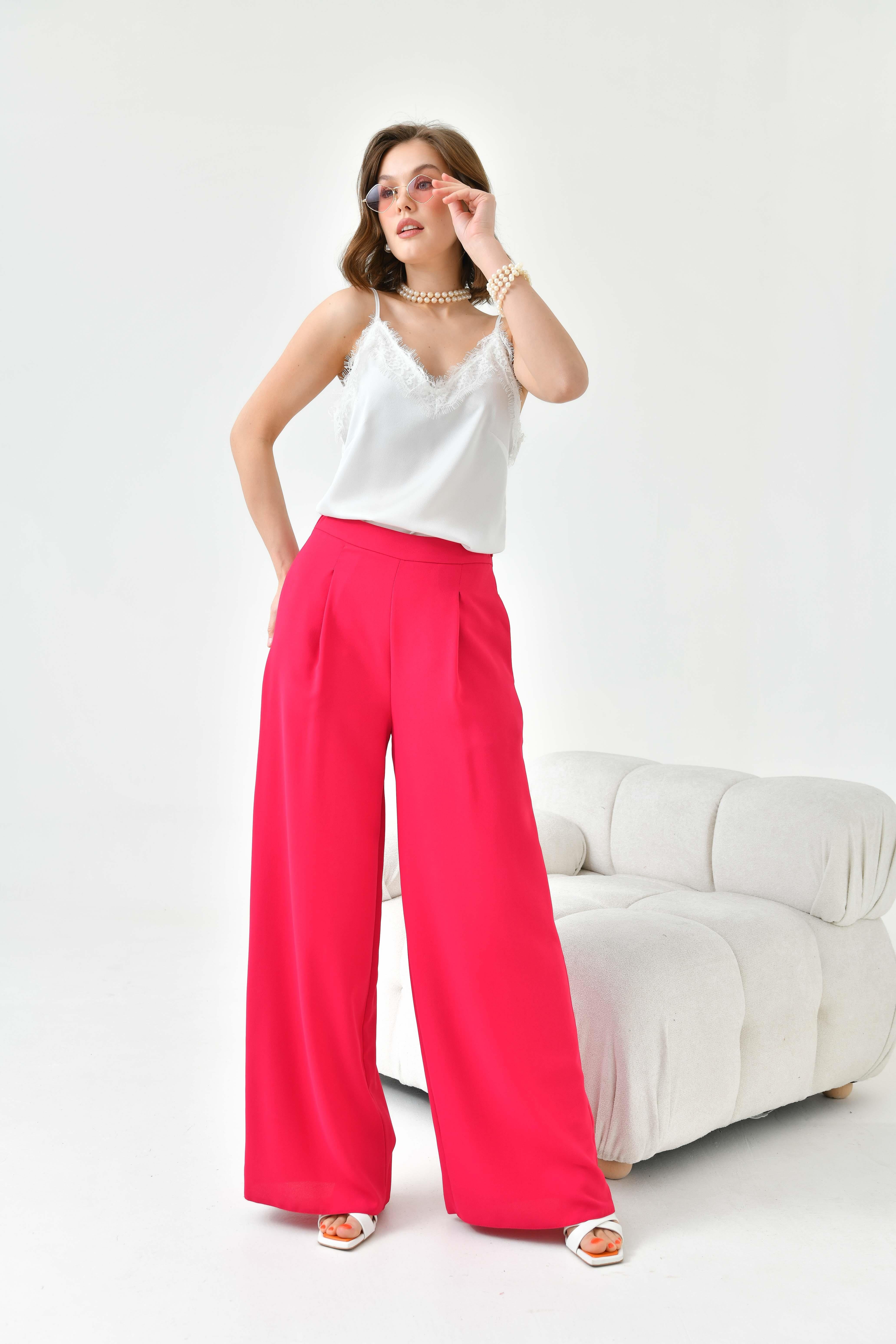 FTZ Women Kadın Lastikli Pantolon  Fuşya 30756