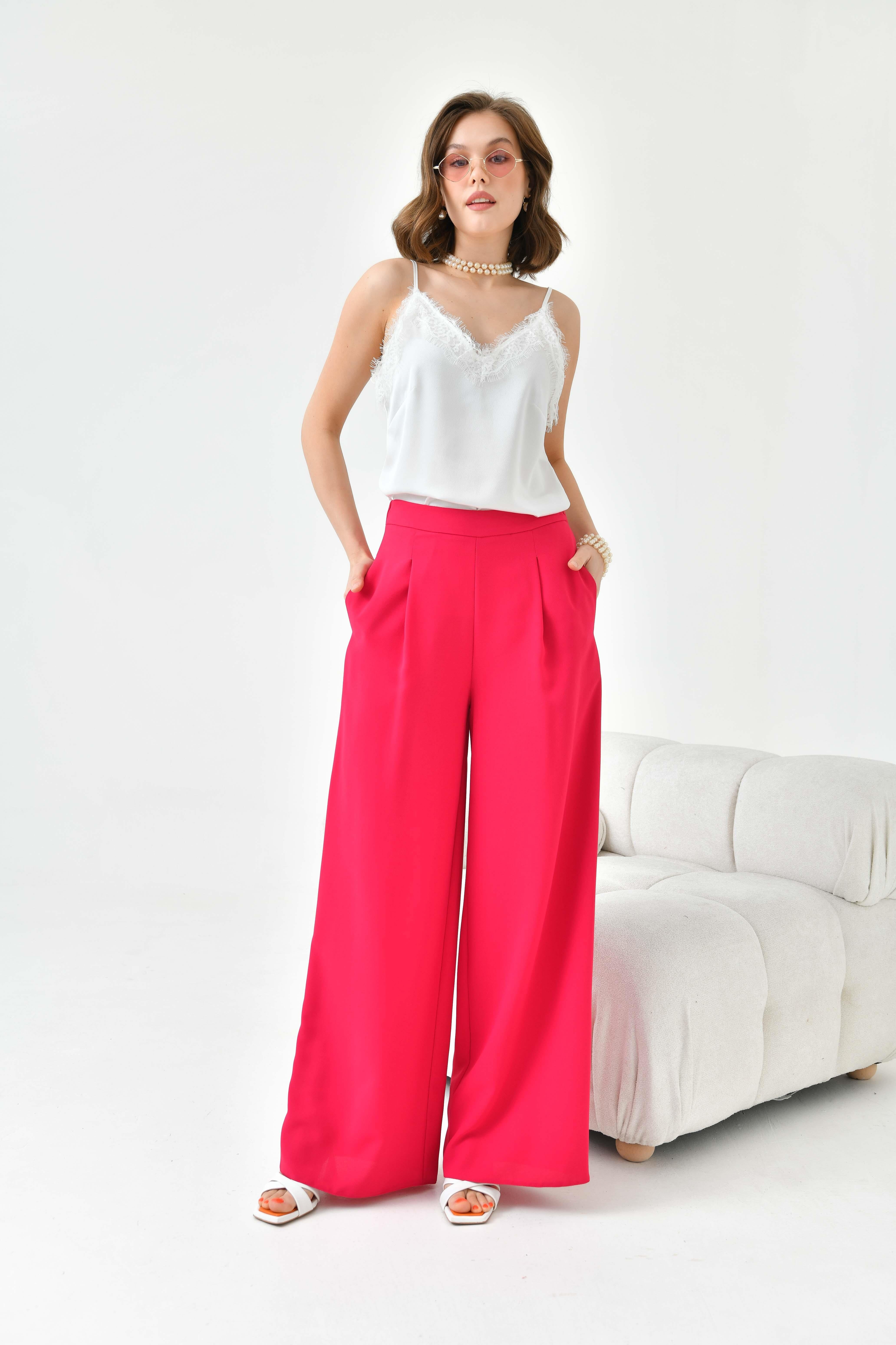 FTZ Women Kadın Lastikli Pantolon  Fuşya 30756