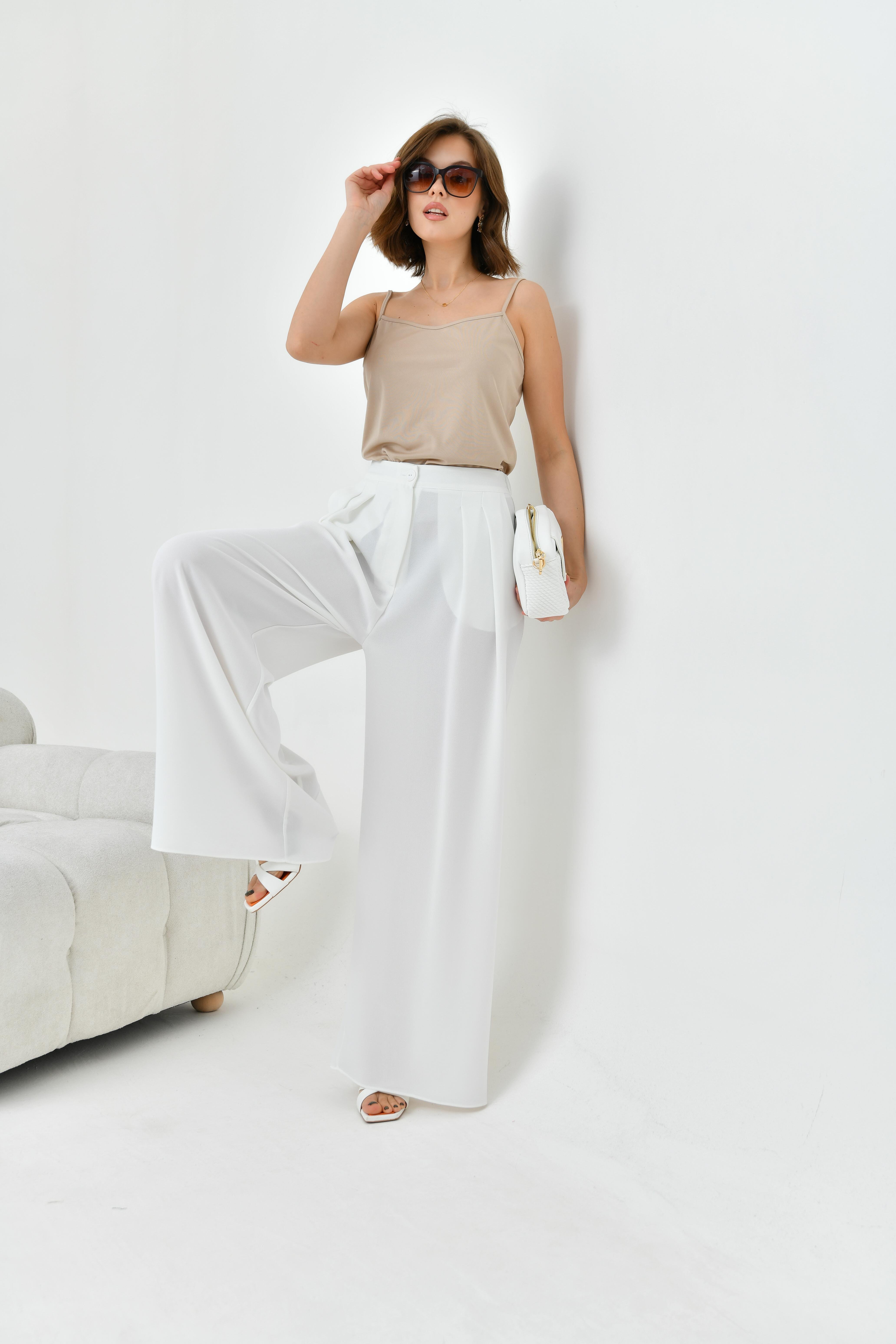 Ftz Women Kadın Lastikli Pleli Pantolon Ekru 30762