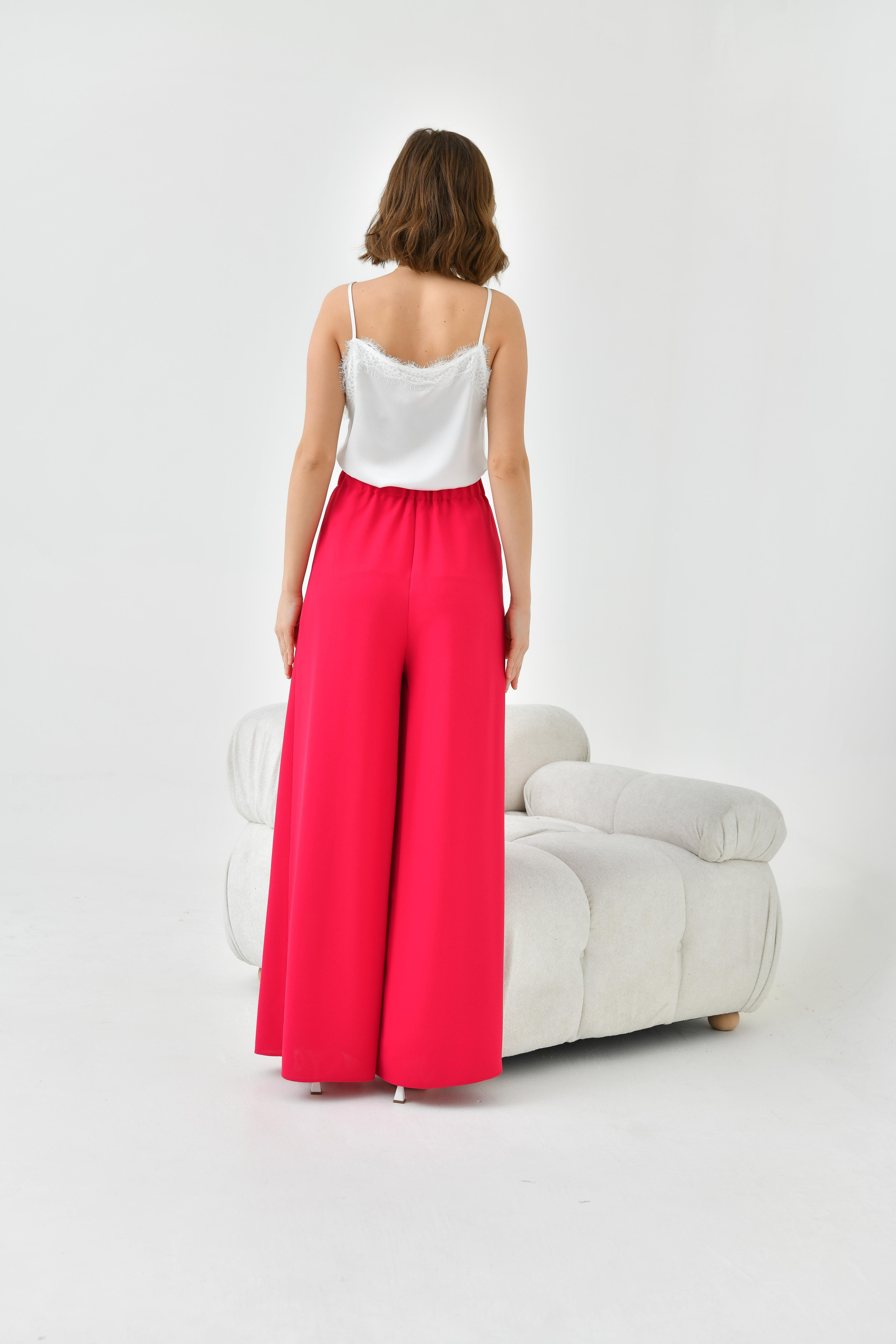 Ftz Women Kadın Lastikli Pleli Pantolon Fuşya 30762