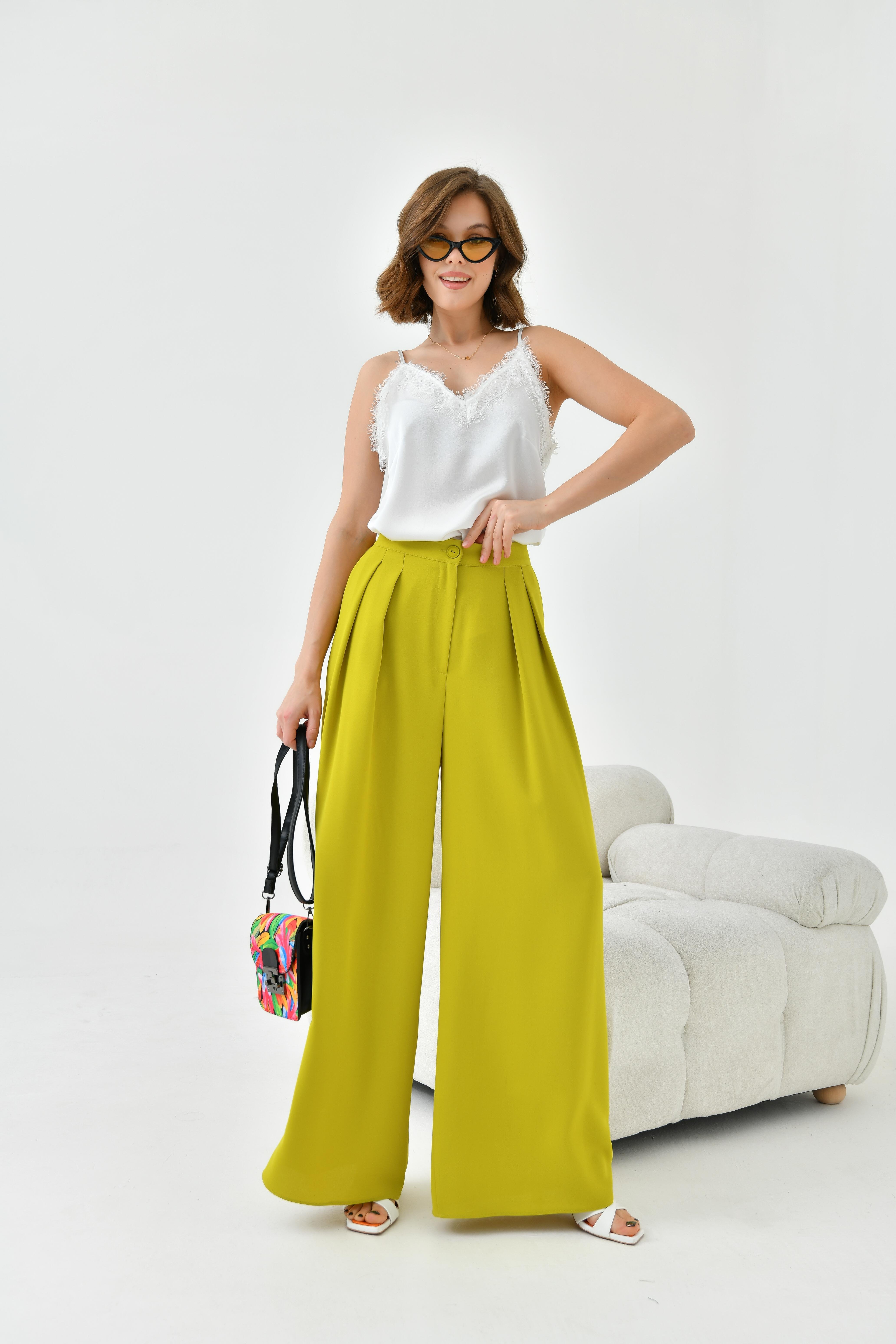 Ftz Women Kadın Lastikli Pleli Pantolon Asit 30762