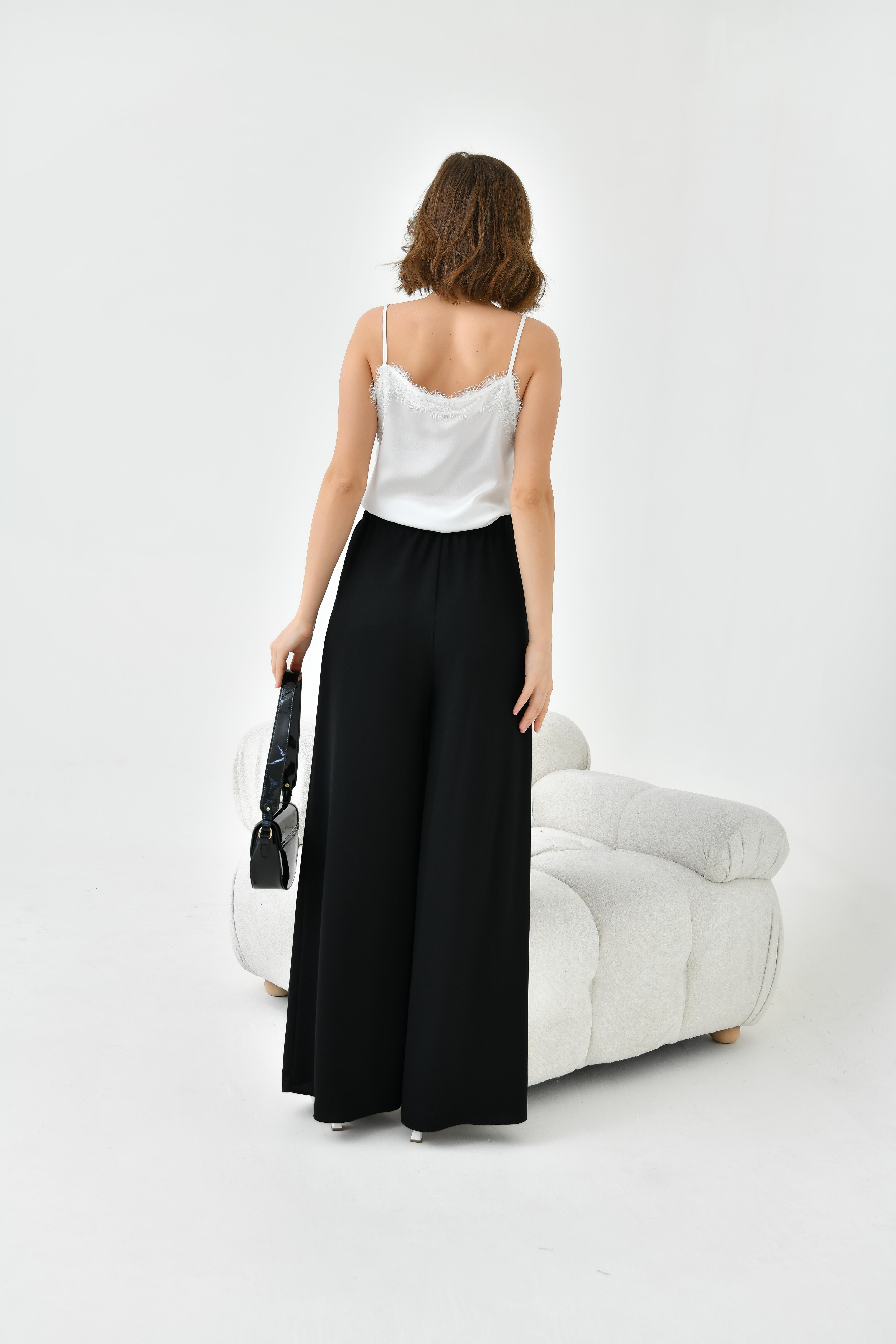 Ftz Women Kadın Lastikli Pleli Pantolon Siyah 30762