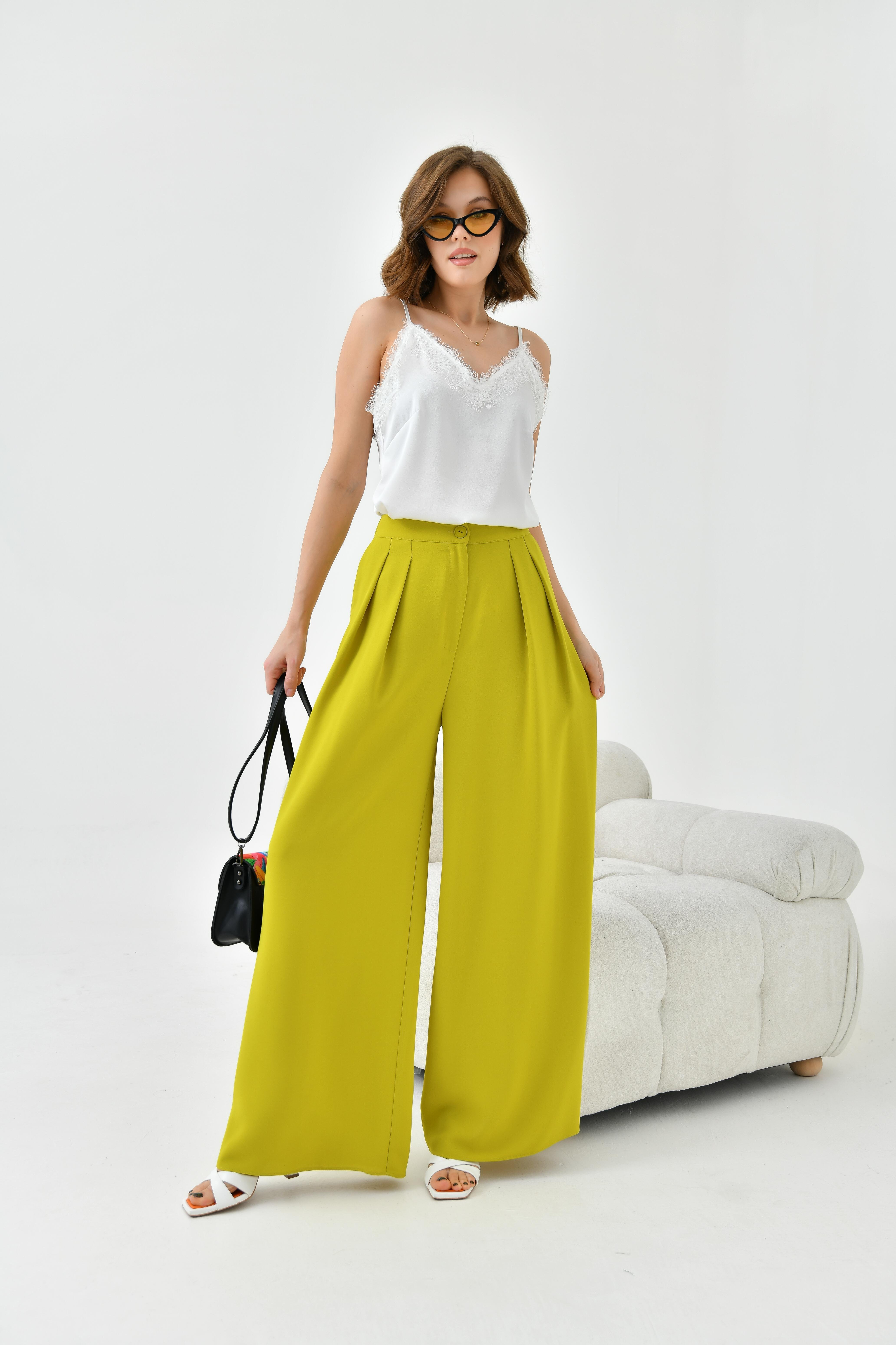 Ftz Women Kadın Lastikli Pleli Pantolon Asit 30762