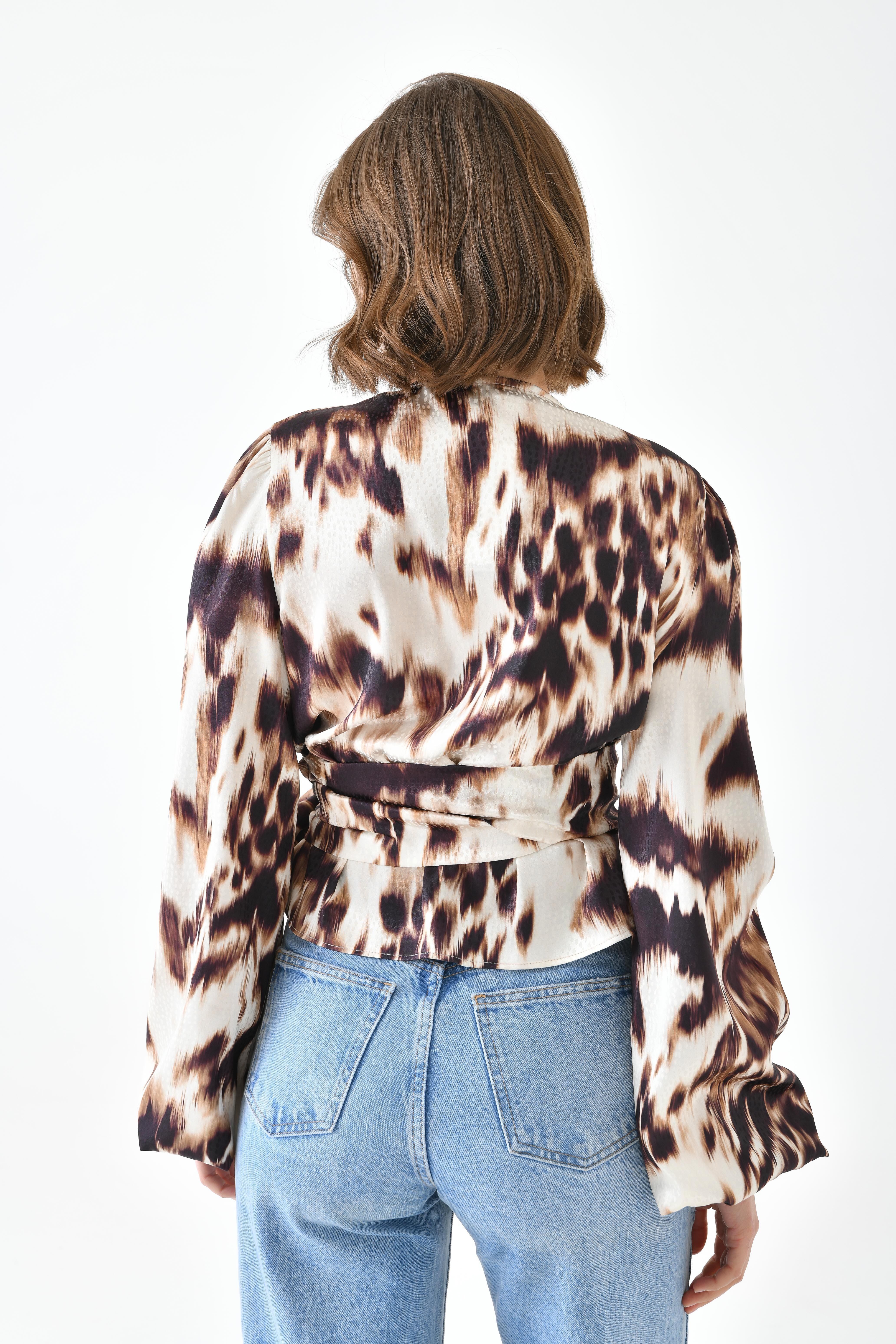 Ftz Women Kadın Leopar Desenli Bluz Kahve 30734