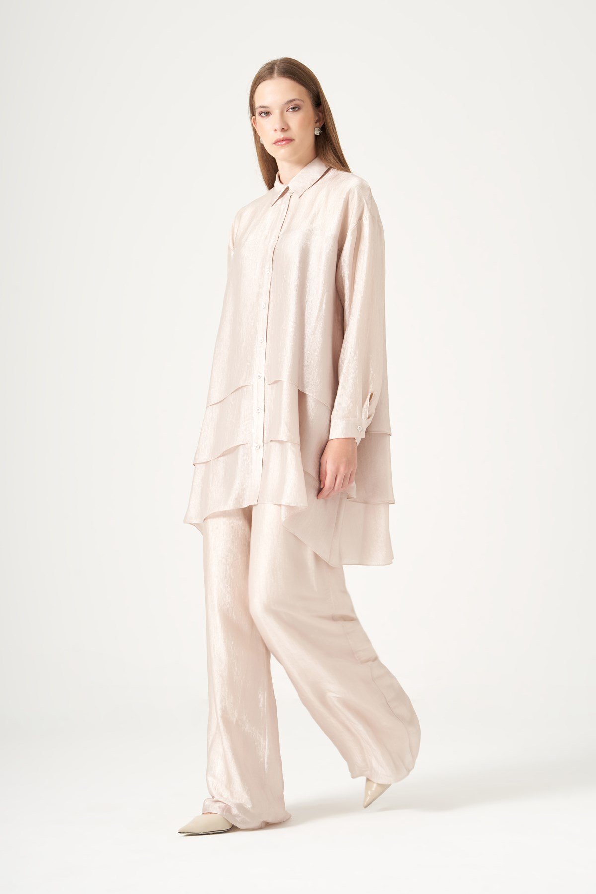 FTZ Women Kadın Liyosel Saten Takım  Beige 31521