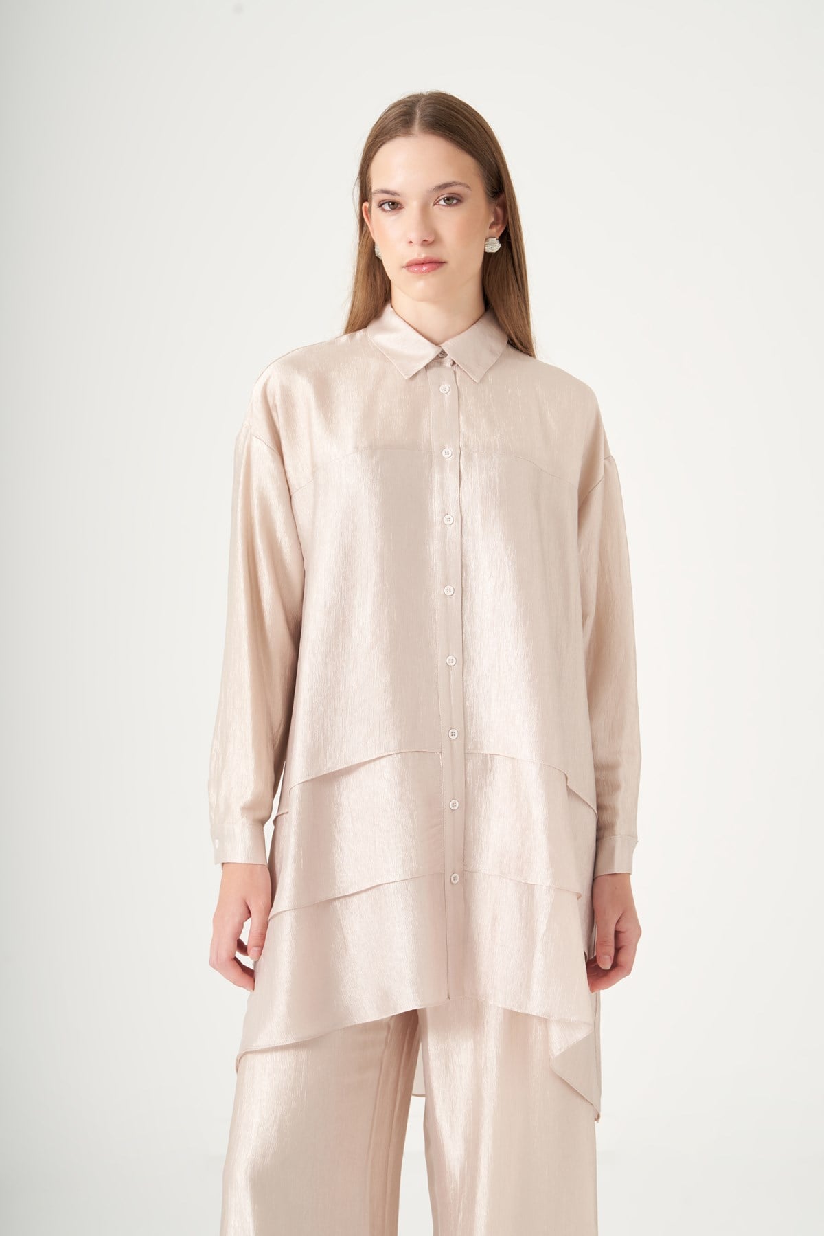 FTZ Women Kadın Liyosel Saten Takım  Beige 31521