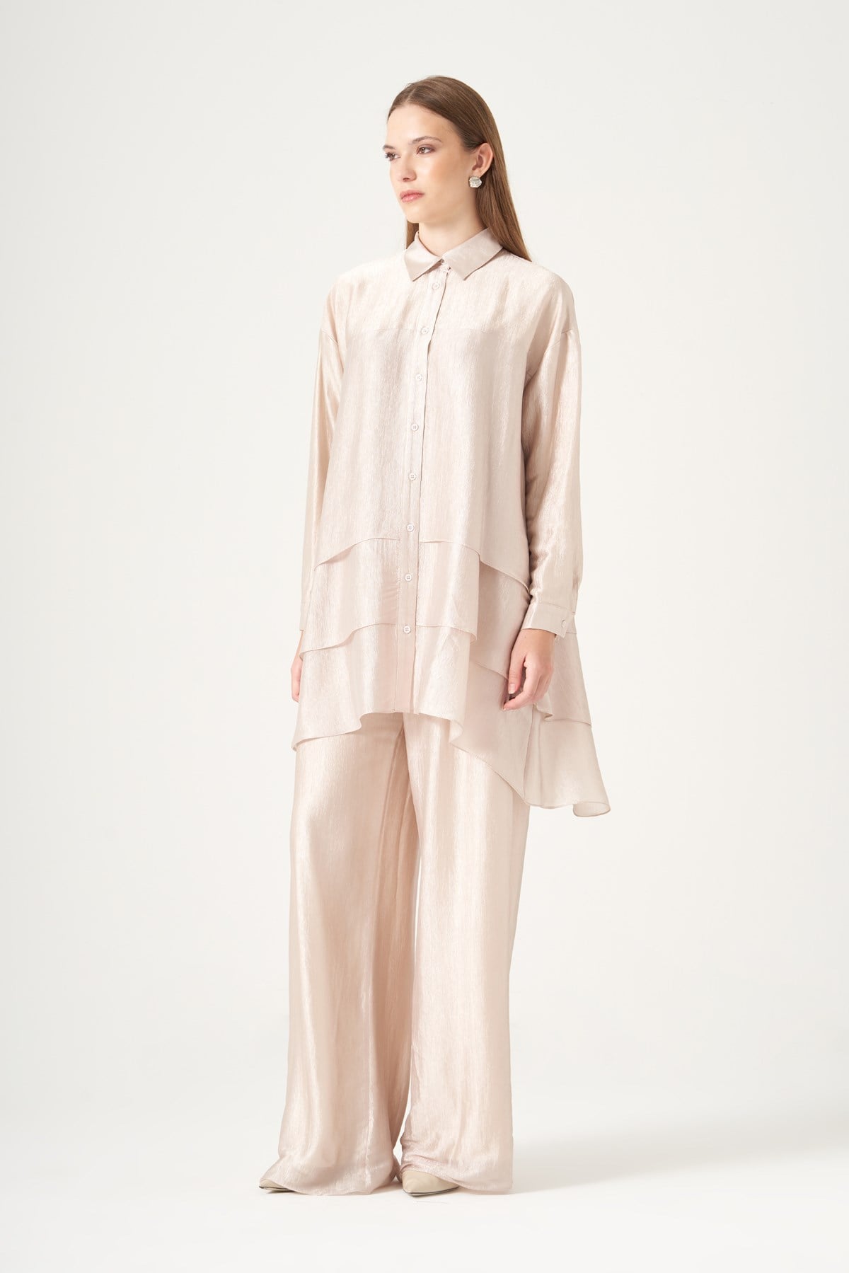 FTZ Women Kadın Liyosel Saten Takım  Beige 31521