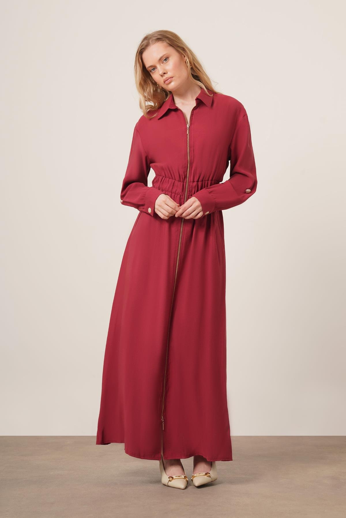 FTZ Women Kadın Modal Elbise  Bordo 31033