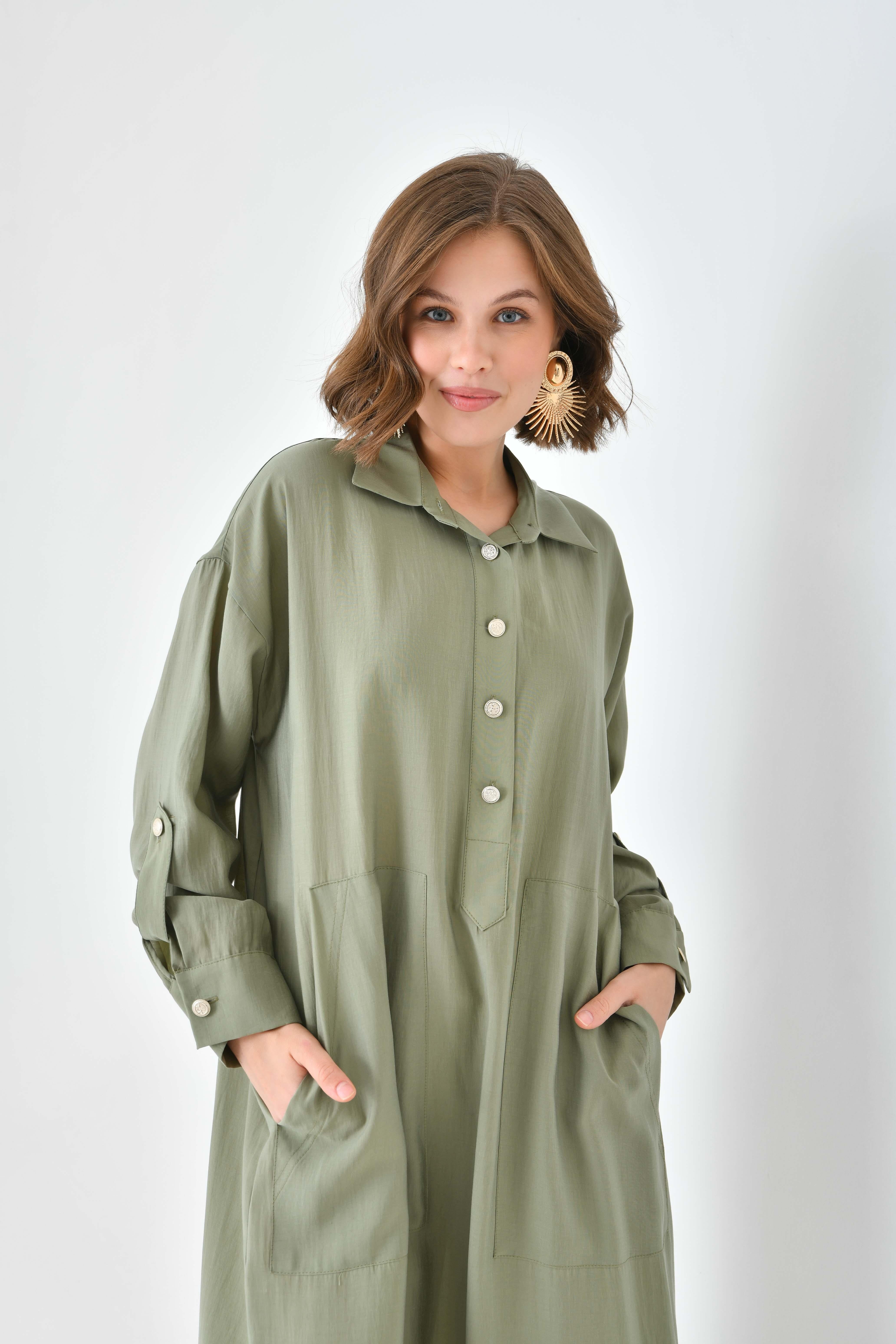 Ftz Women Kadın Modal Elbise Haki 30718
