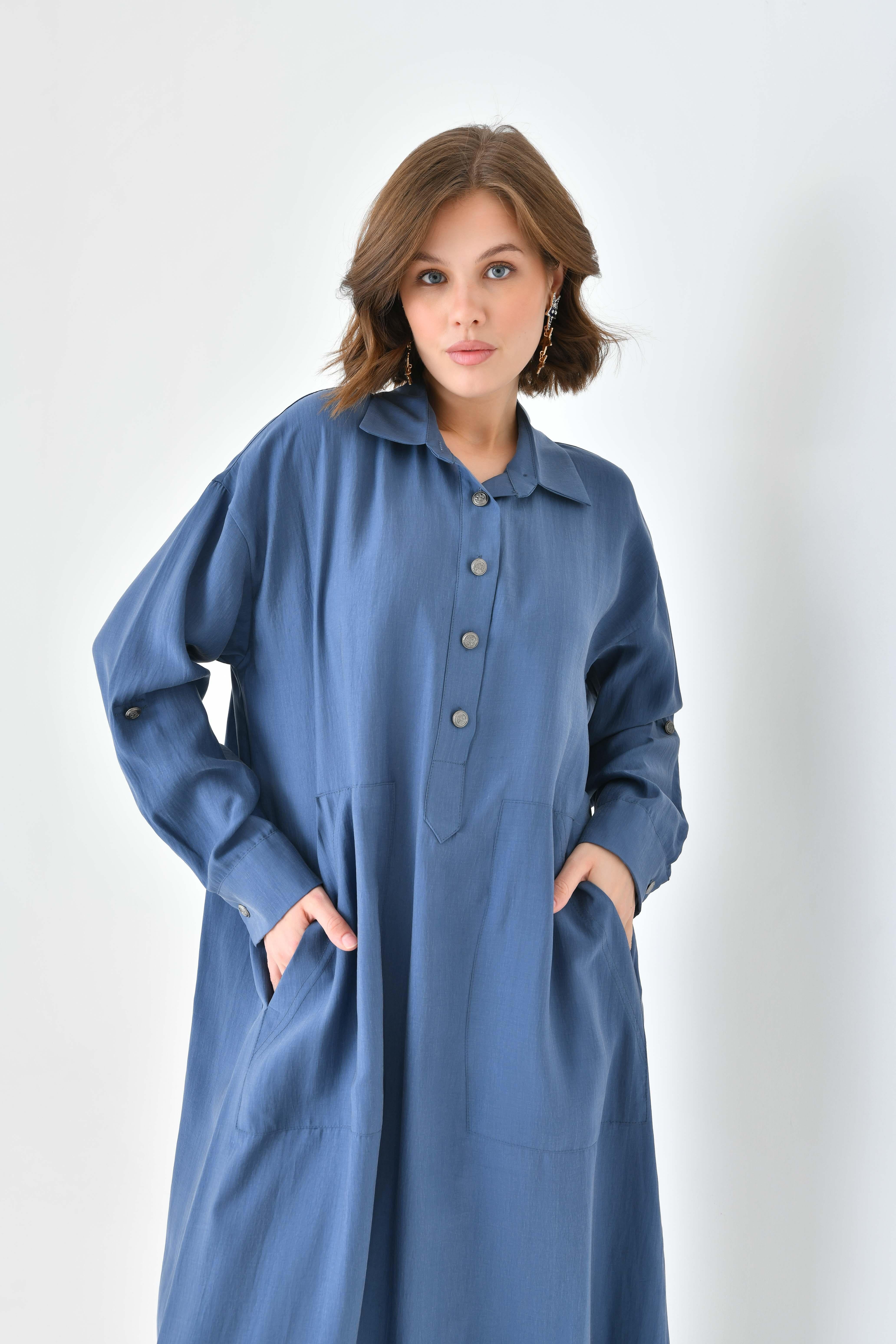Ftz Women Kadın Modal Elbise İndigo 30718