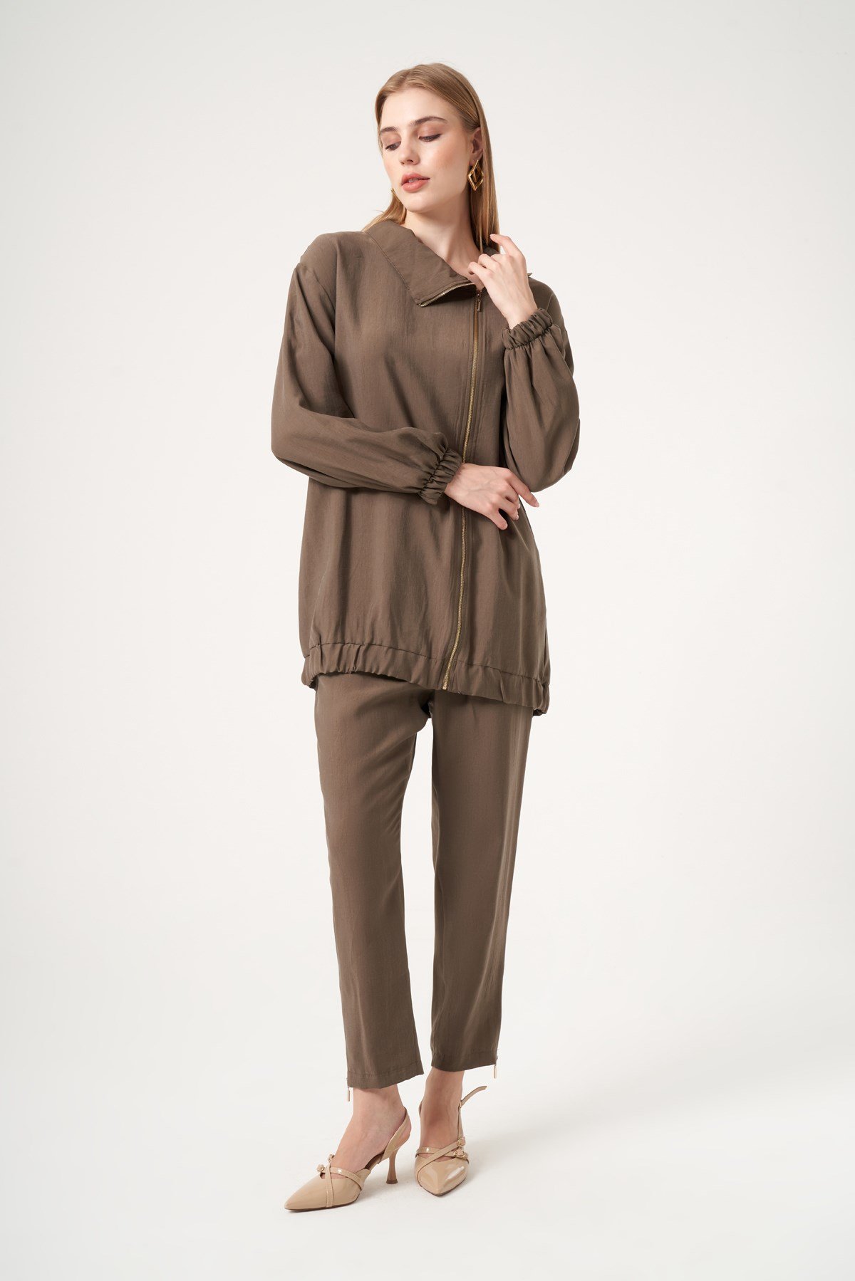 FTZ Women Kadın Modal Pantolonlu Takım  Nut 30716