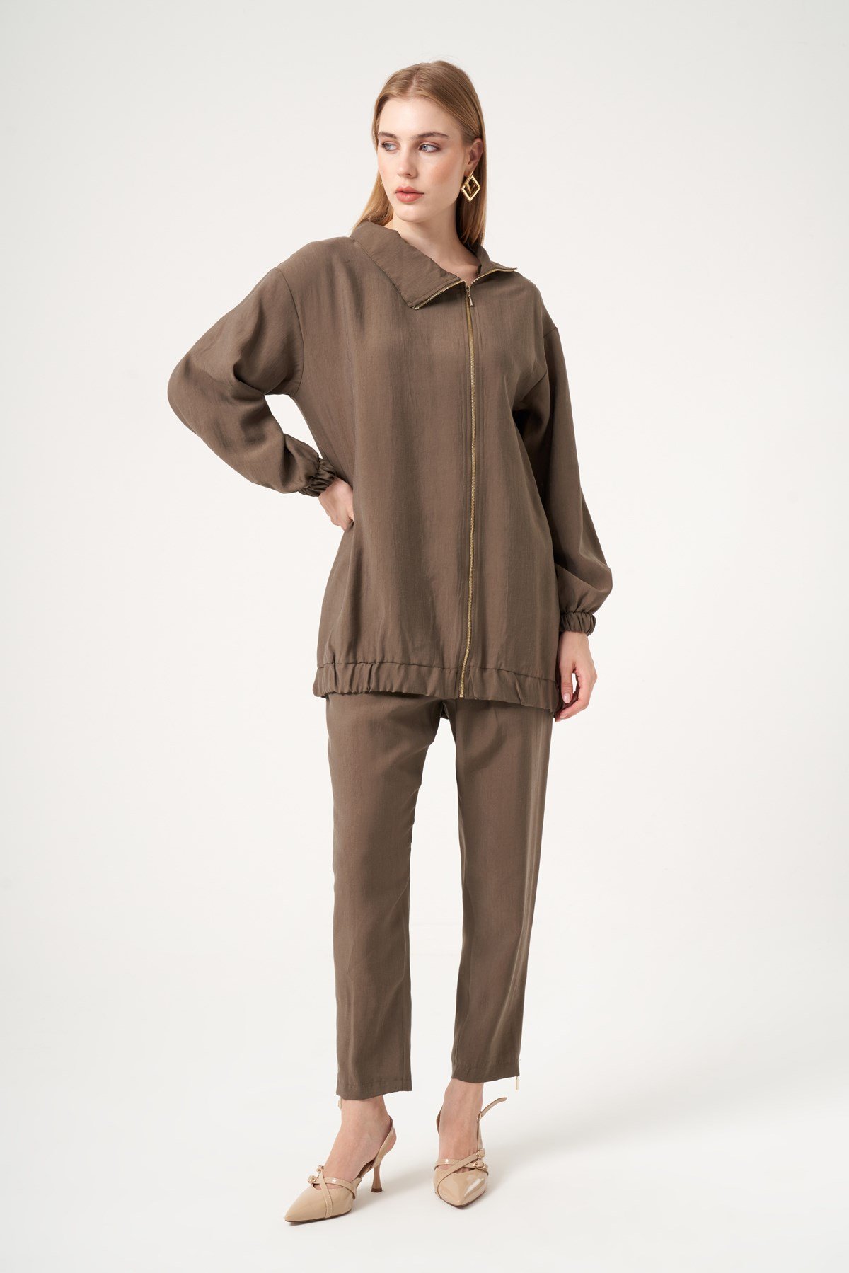 FTZ Women Kadın Modal Pantolonlu Takım  Nut 30716