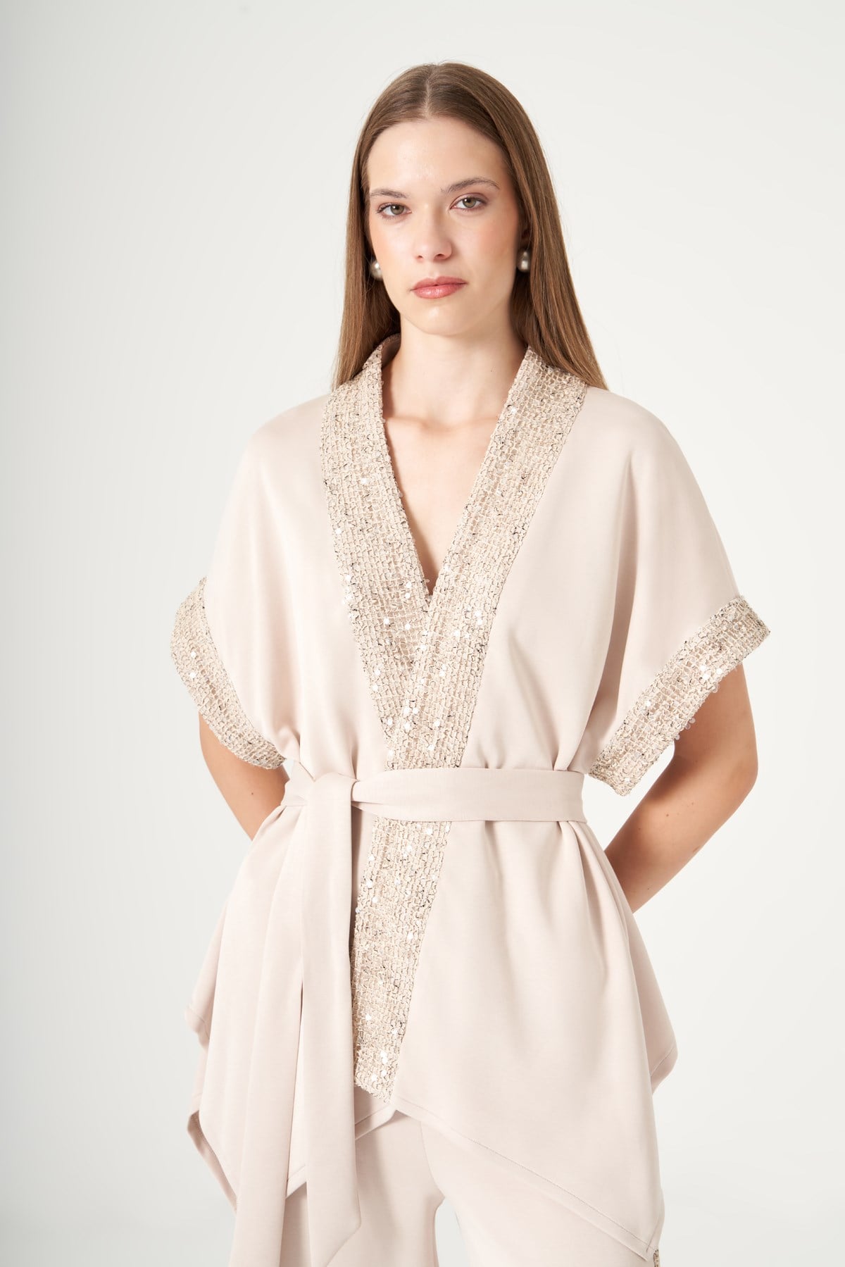 FTZ Women Kadın Modal Payet Detay Takım  Beige 31515