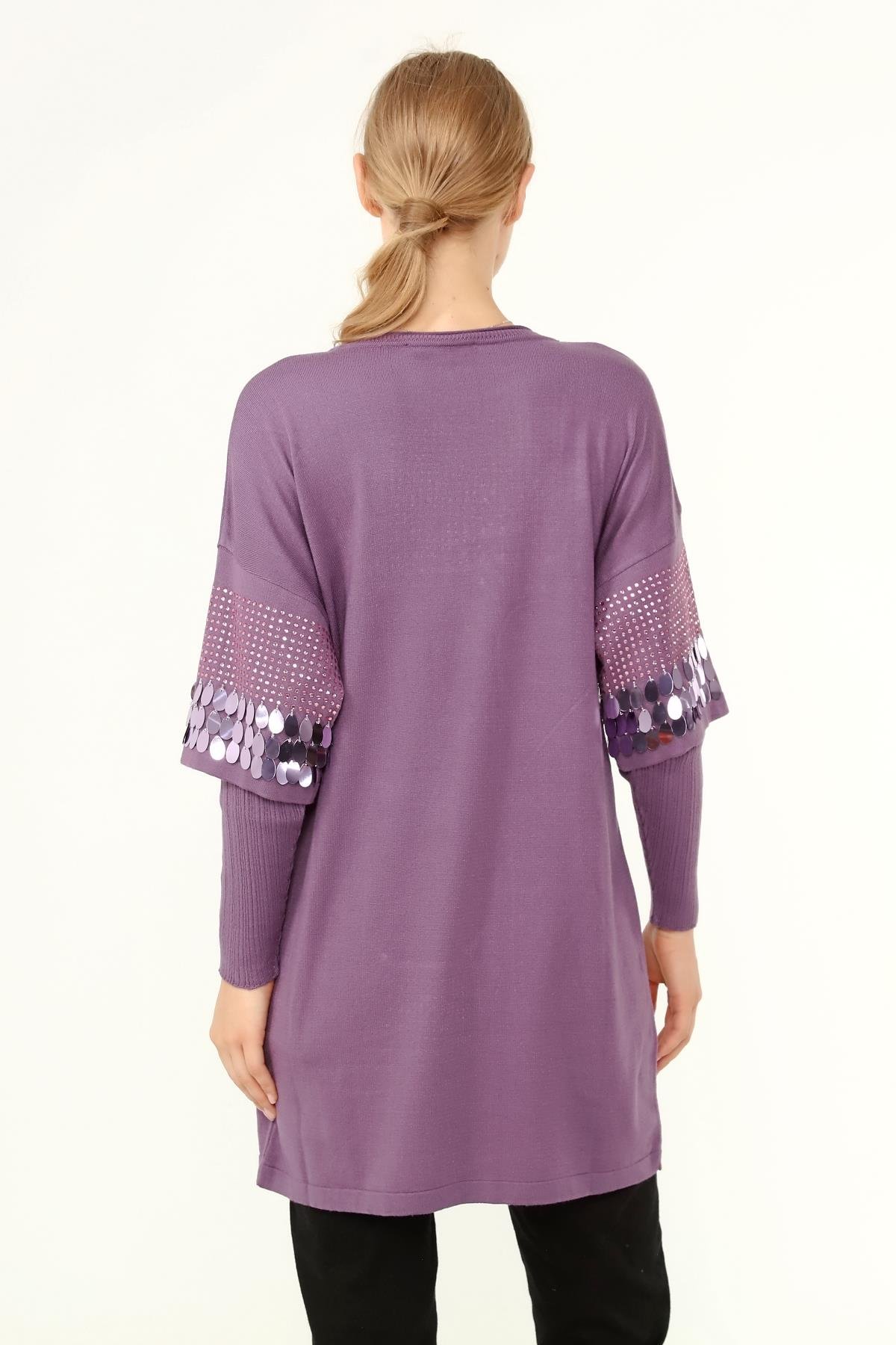 FTZ Women Kadın Önü Pul Detaylı Tunik  Lila 21-1073