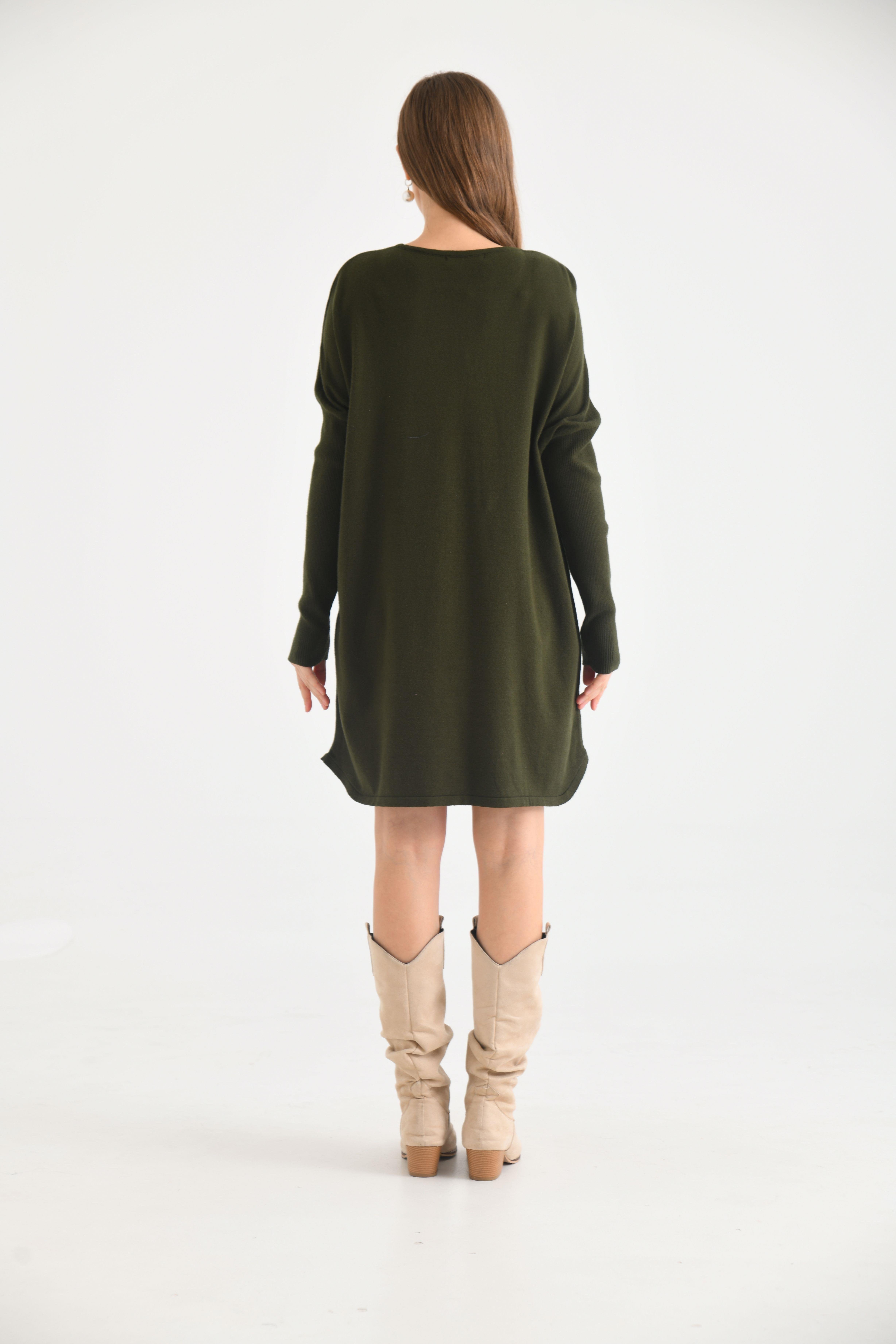 FTZ Women Kadın Önü Taş Detaylı Tunik  Haki 21-6046