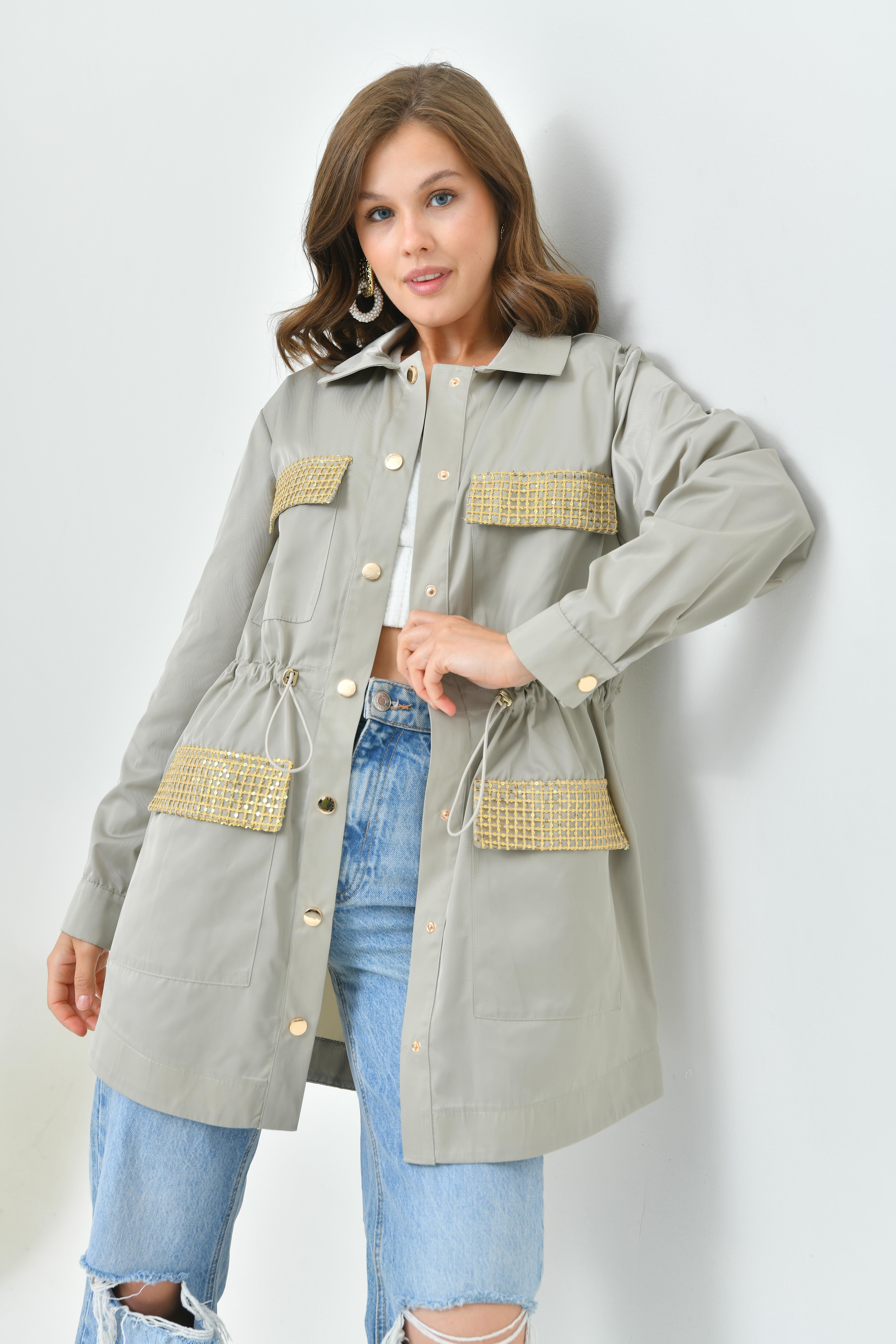 FTZ Women Kadın Paraşüt Kap  Gri 30715