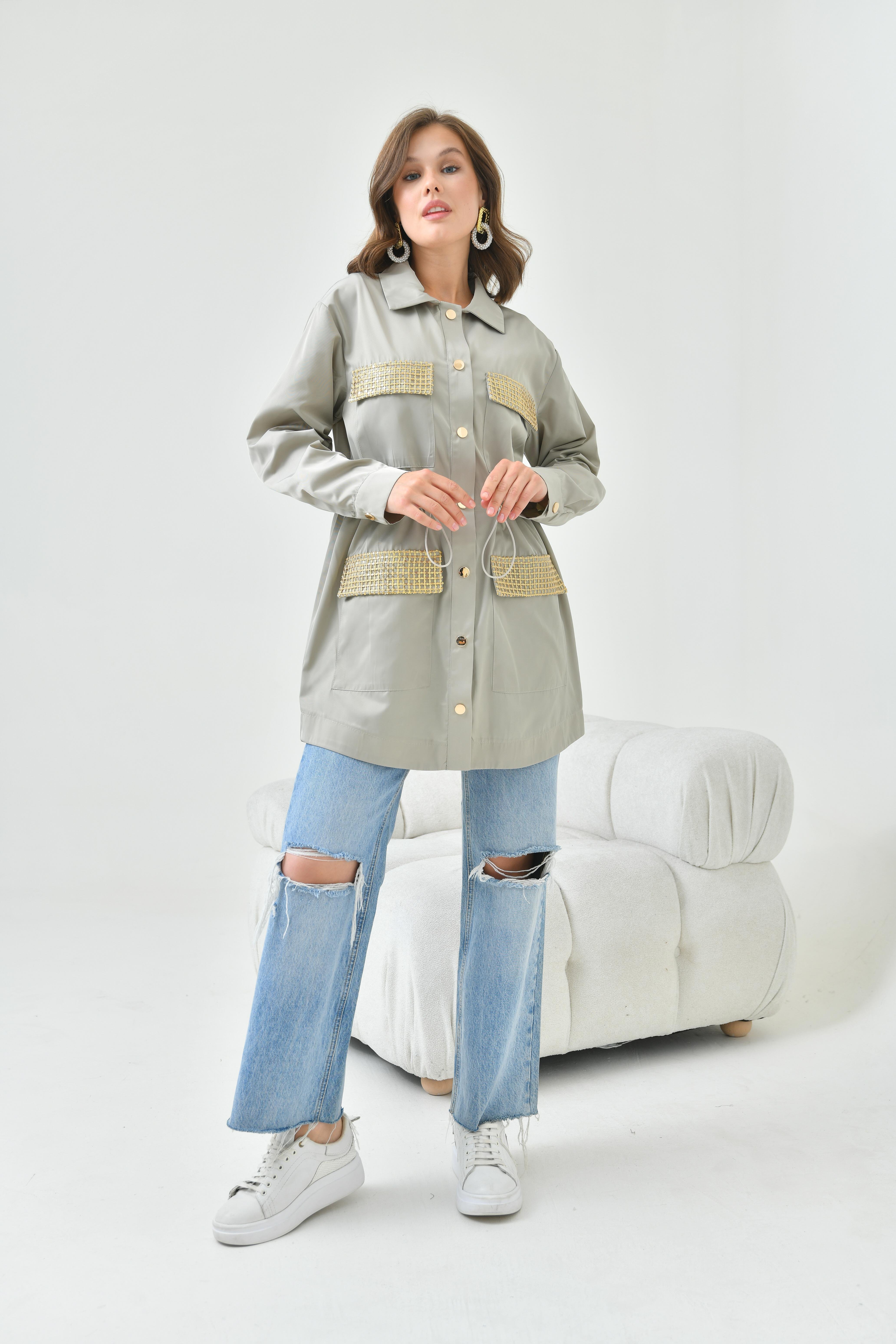 FTZ Women Kadın Paraşüt Kap  Gri 30715