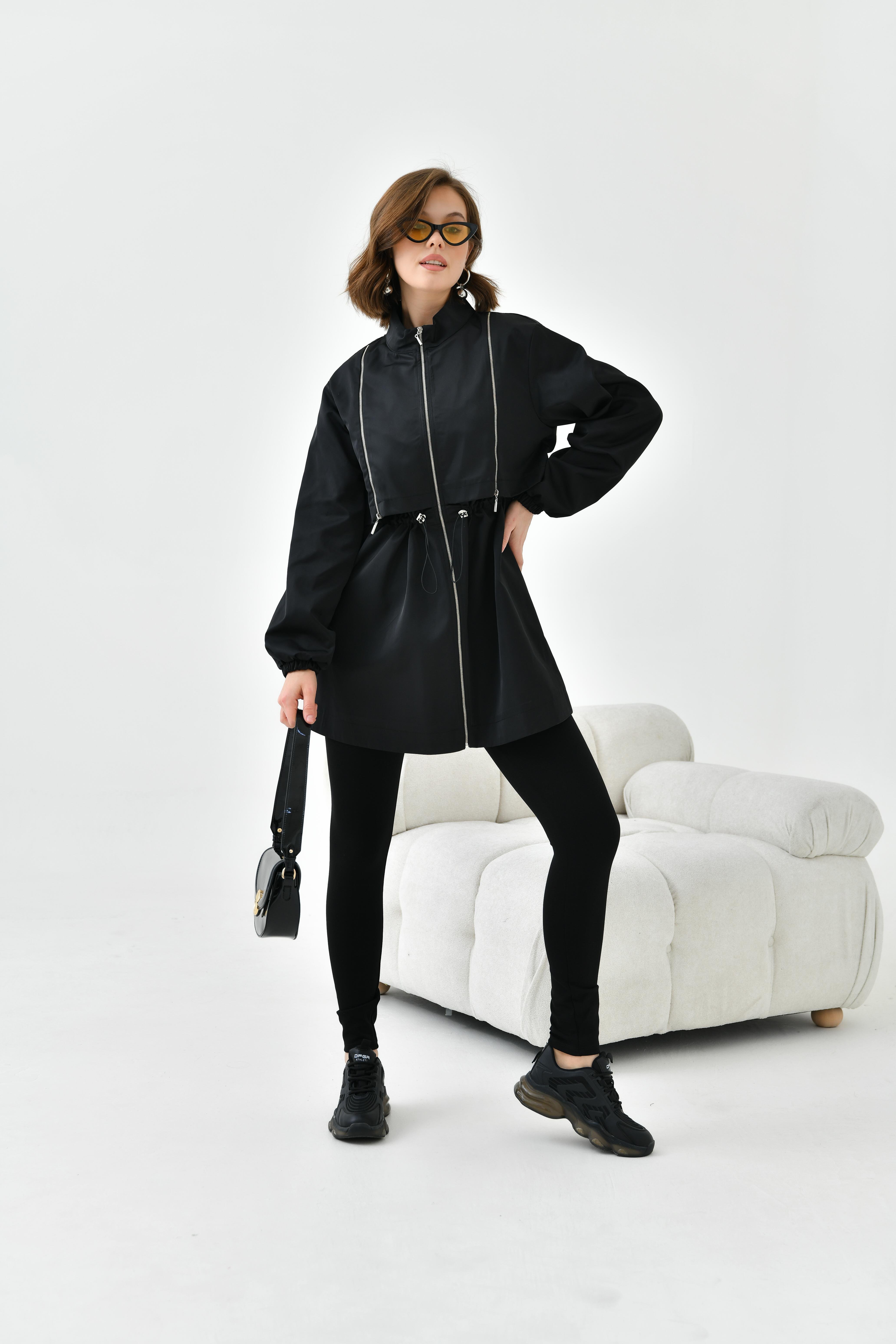 FTZ Women Kadın Paraşüt Kap  Siyah 30743