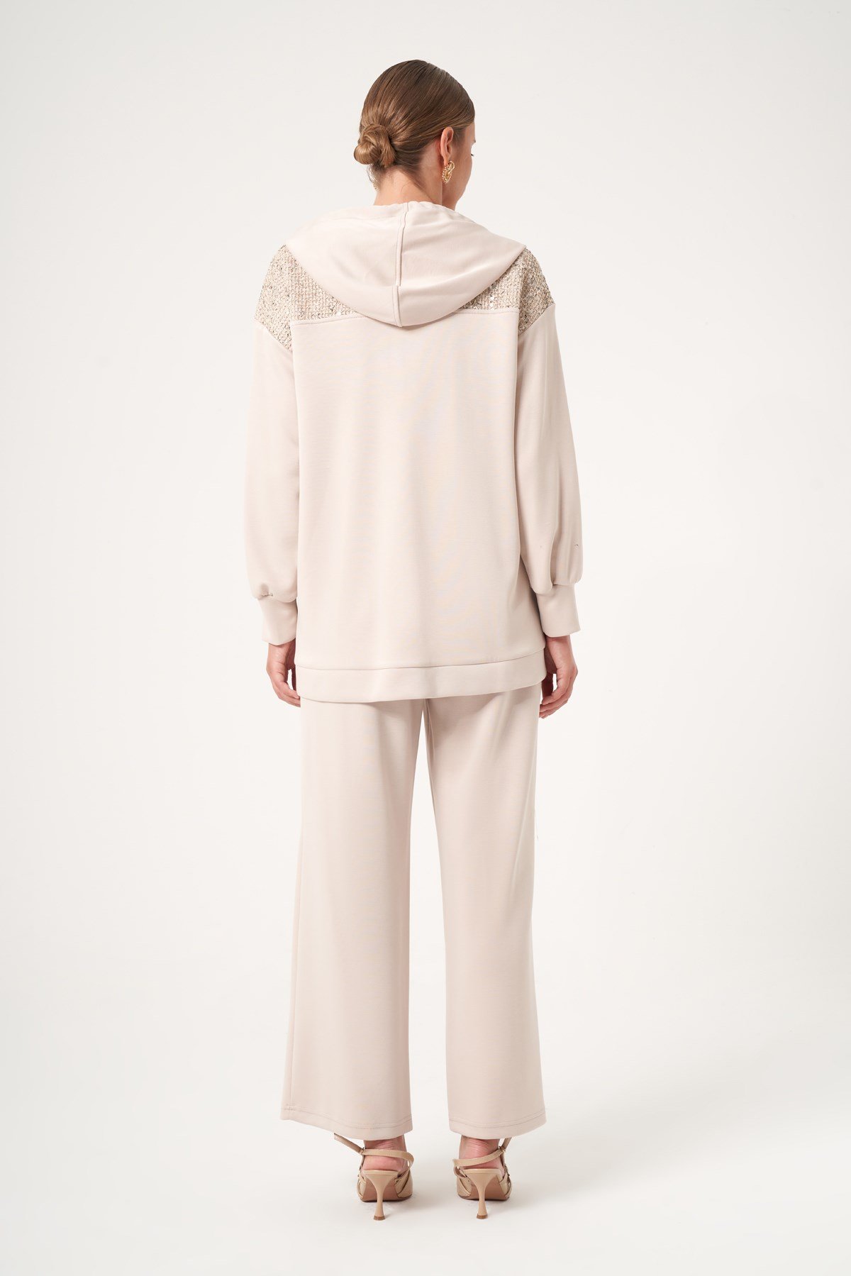 FTZ Women Kadın Payet Detay Modal Takım  Beige 31519