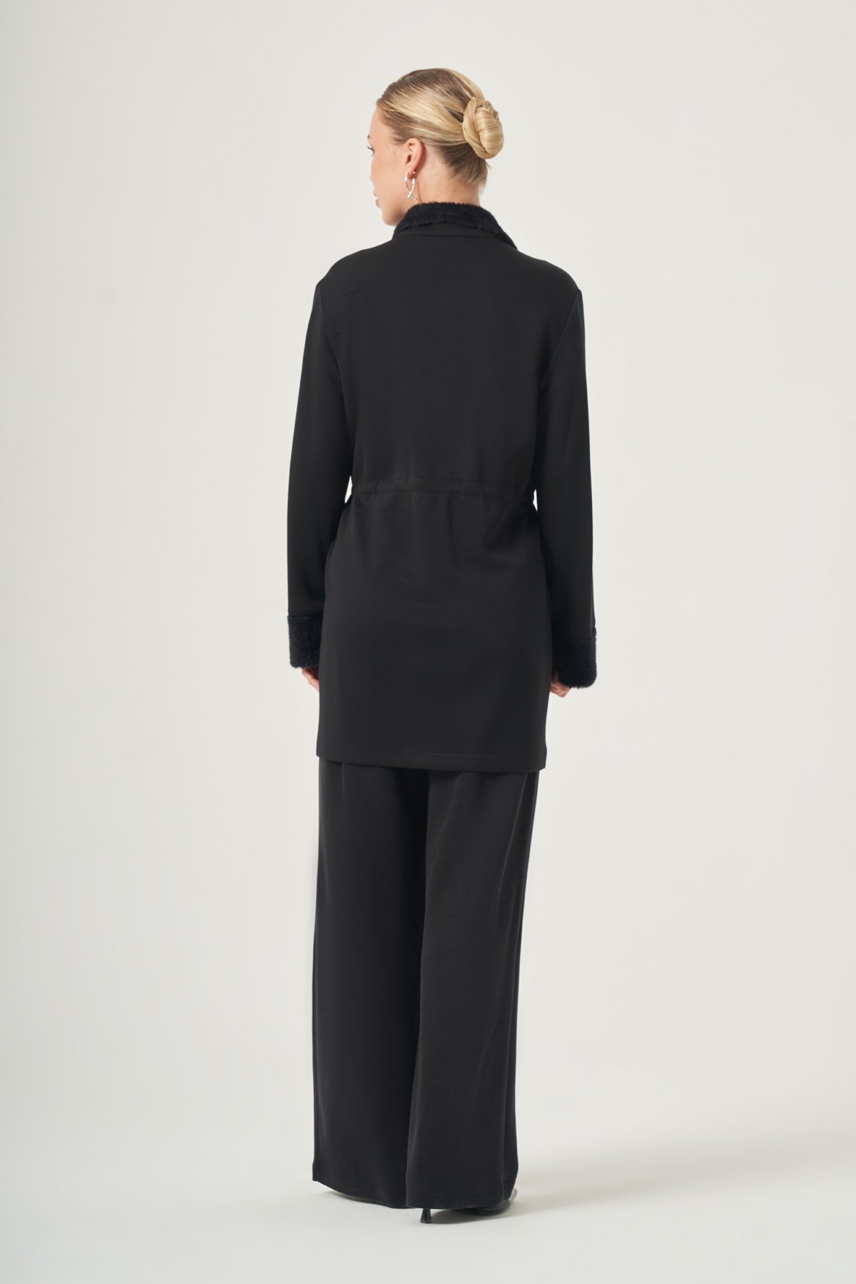 FTZ Women Kadın Peluş Detay Pantolonlu Takım  Siyah 31528