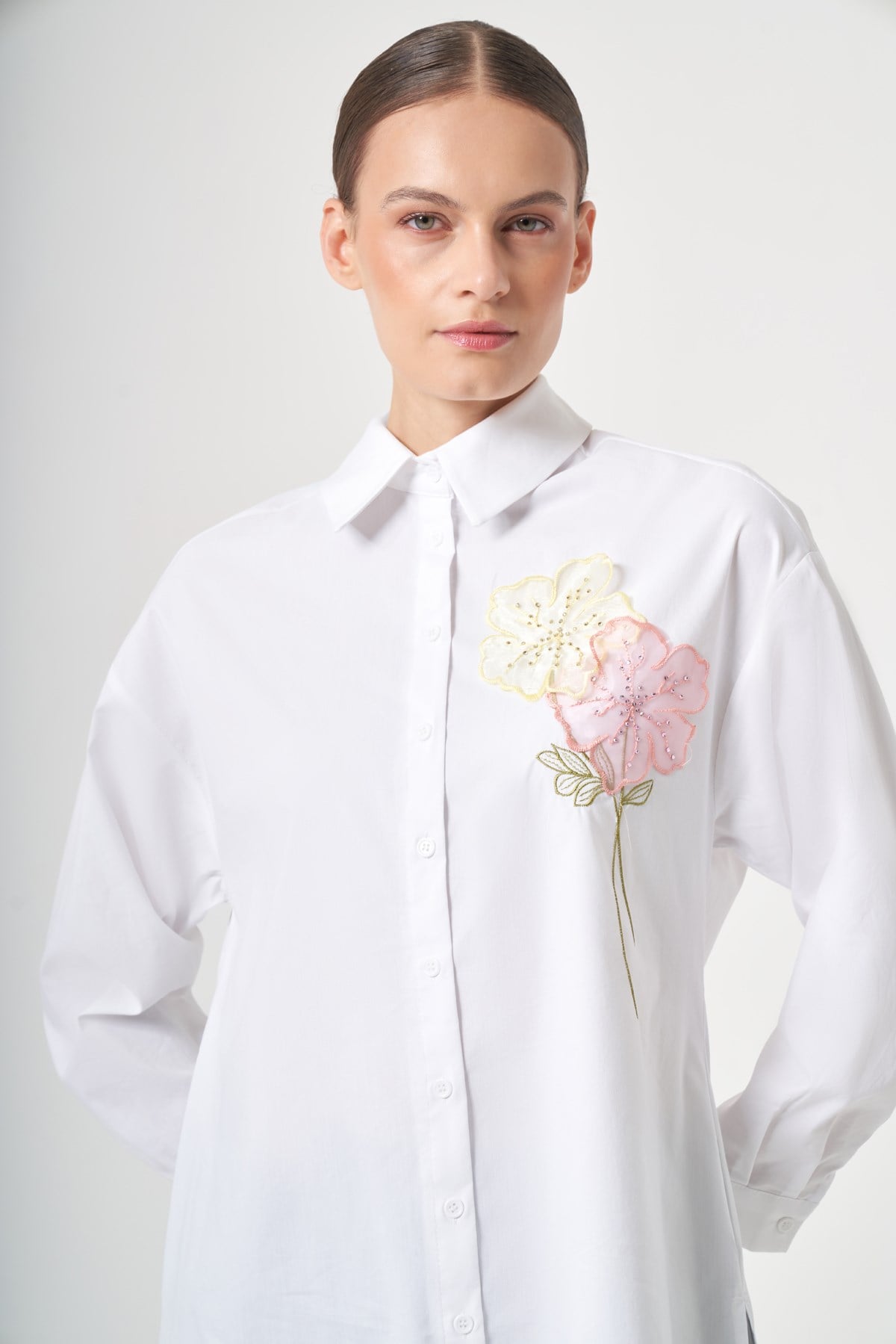 FTZ Women Kadın Poplin Gömlek  Beyaz 31436