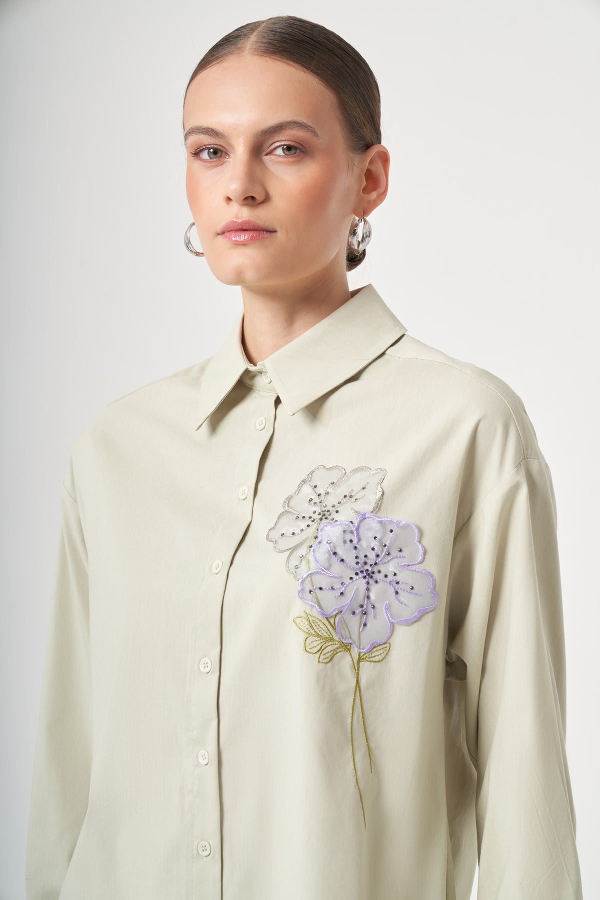 FTZ Women Kadın Poplin Gömlek  Mint 31436