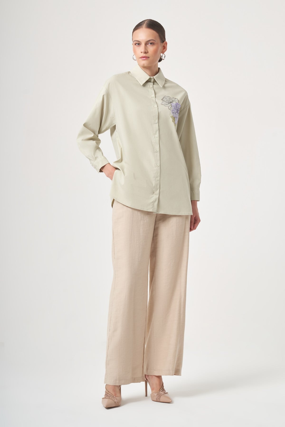 FTZ Women Kadın Poplin Gömlek  Mint 31436