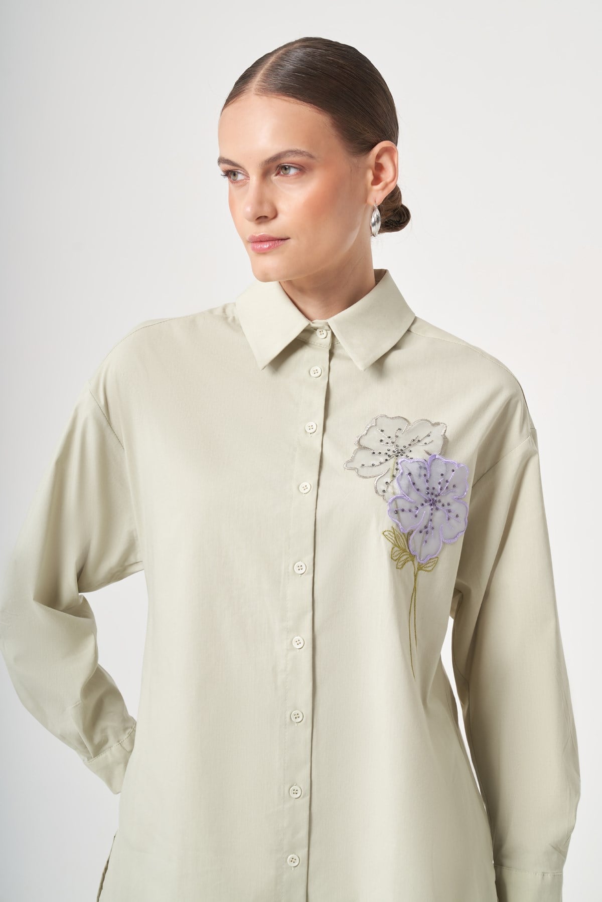 FTZ Women Kadın Poplin Gömlek  Mint 31436