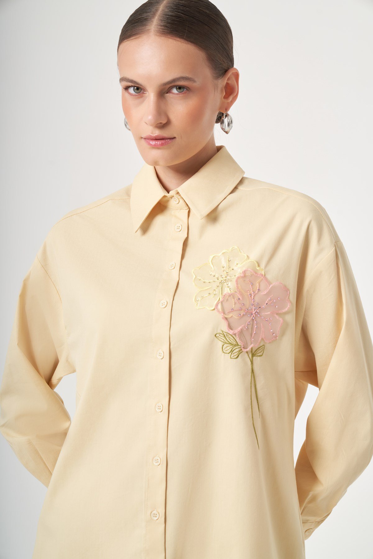 FTZ Women Kadın Poplin Gömlek  Sarı 31436