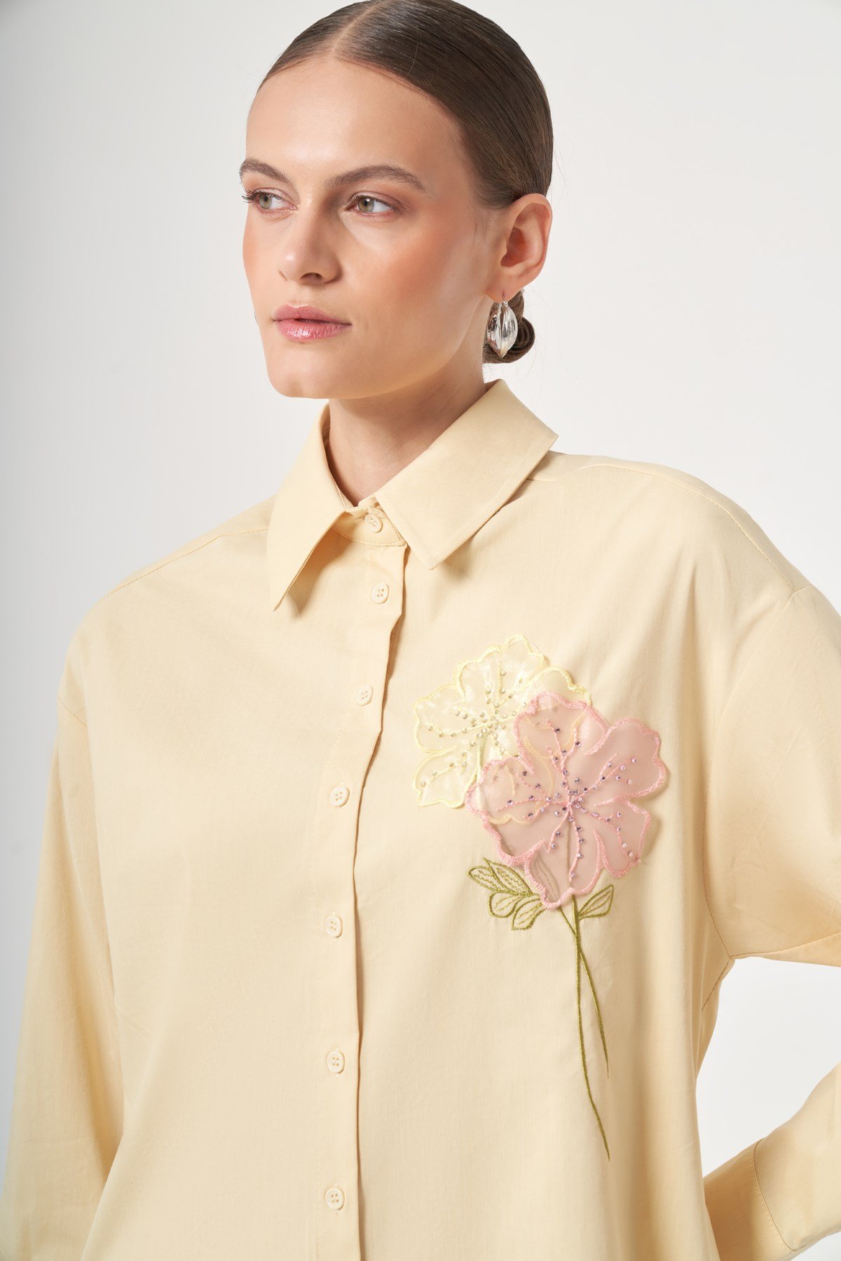 FTZ Women Kadın Poplin Gömlek  Sarı 31436