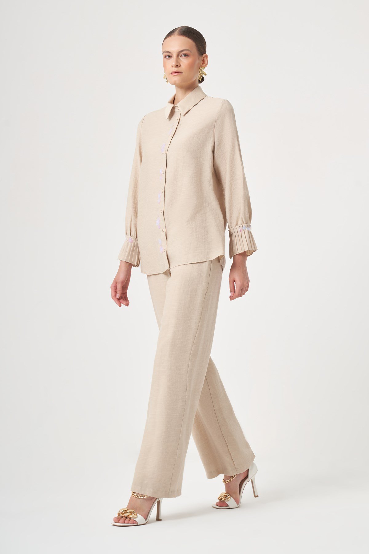 FTZ Women Kadın Pul Detay Takım  Beige 31453