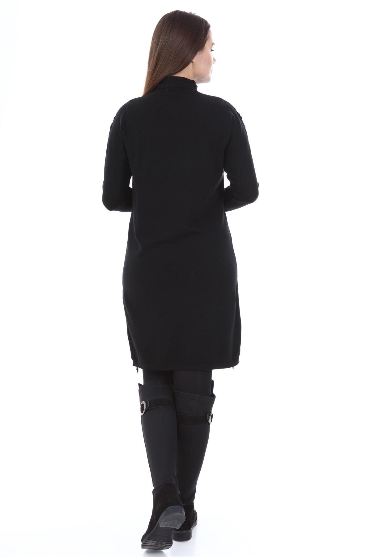 FTZ Women Kadın Pul Payet Detay Tunik  Siyah 21-1332