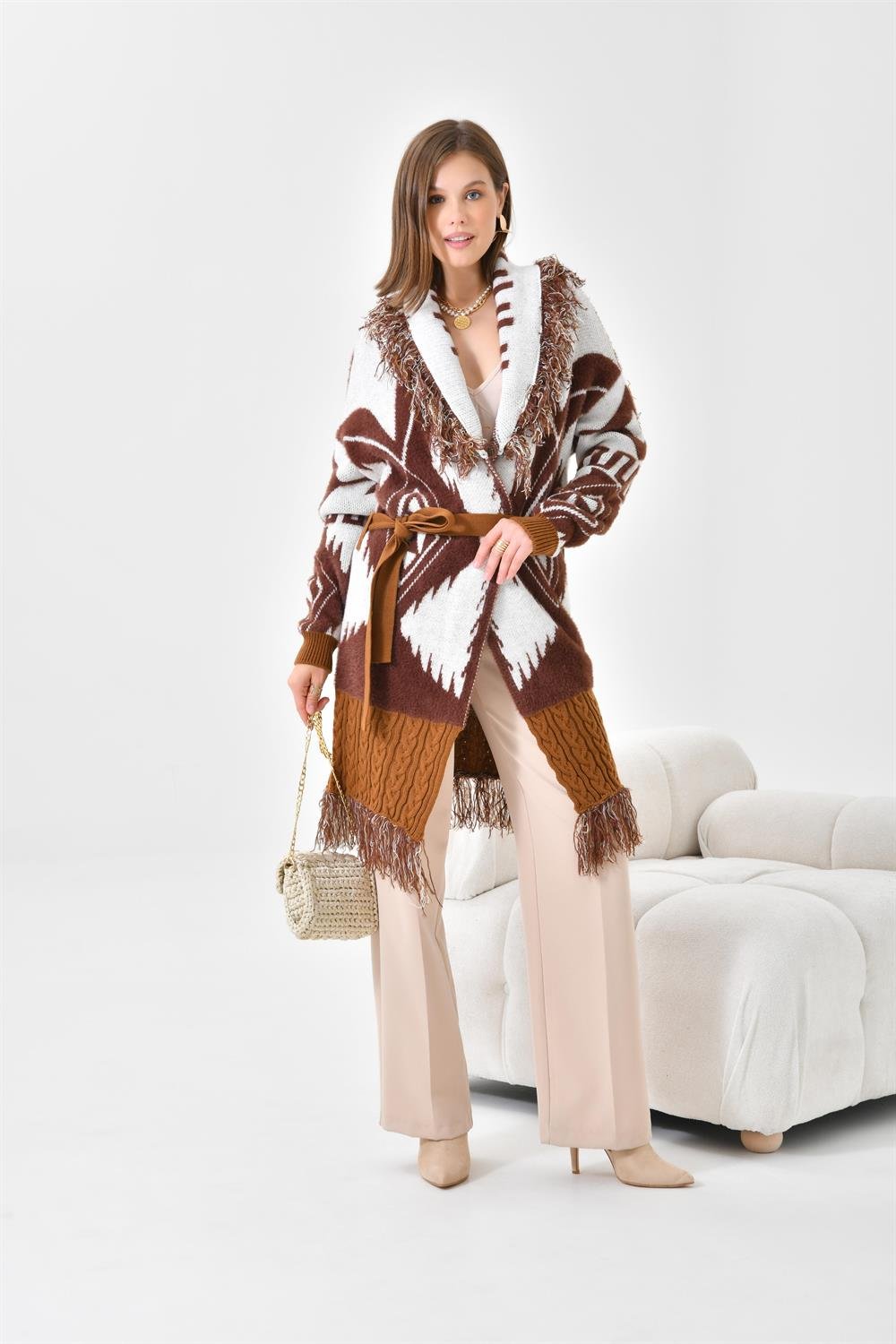 Ftz Women Kadın Püskül Detaylı Giy-Çık Taba