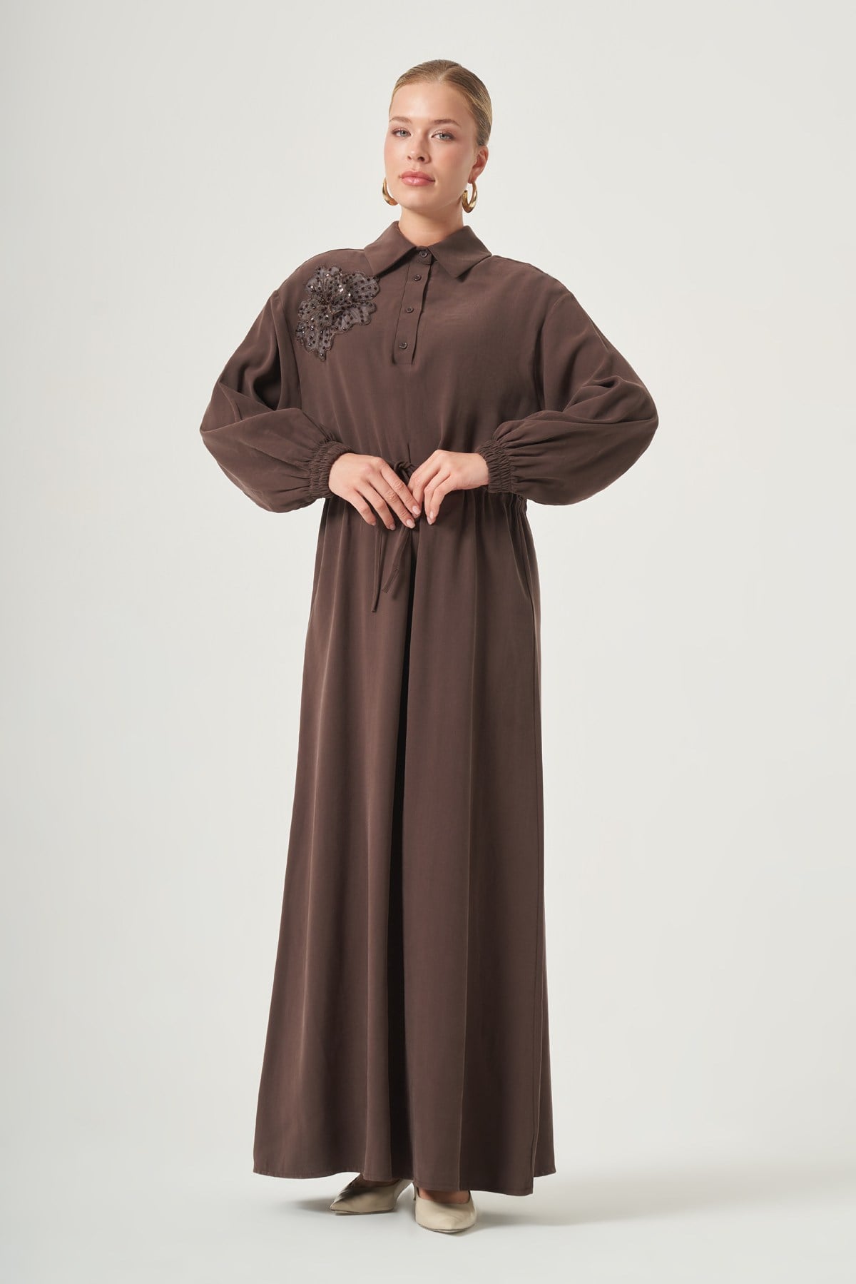 FTZ Women Kadın Rahat Kalıp Elbise  Kahve 31556