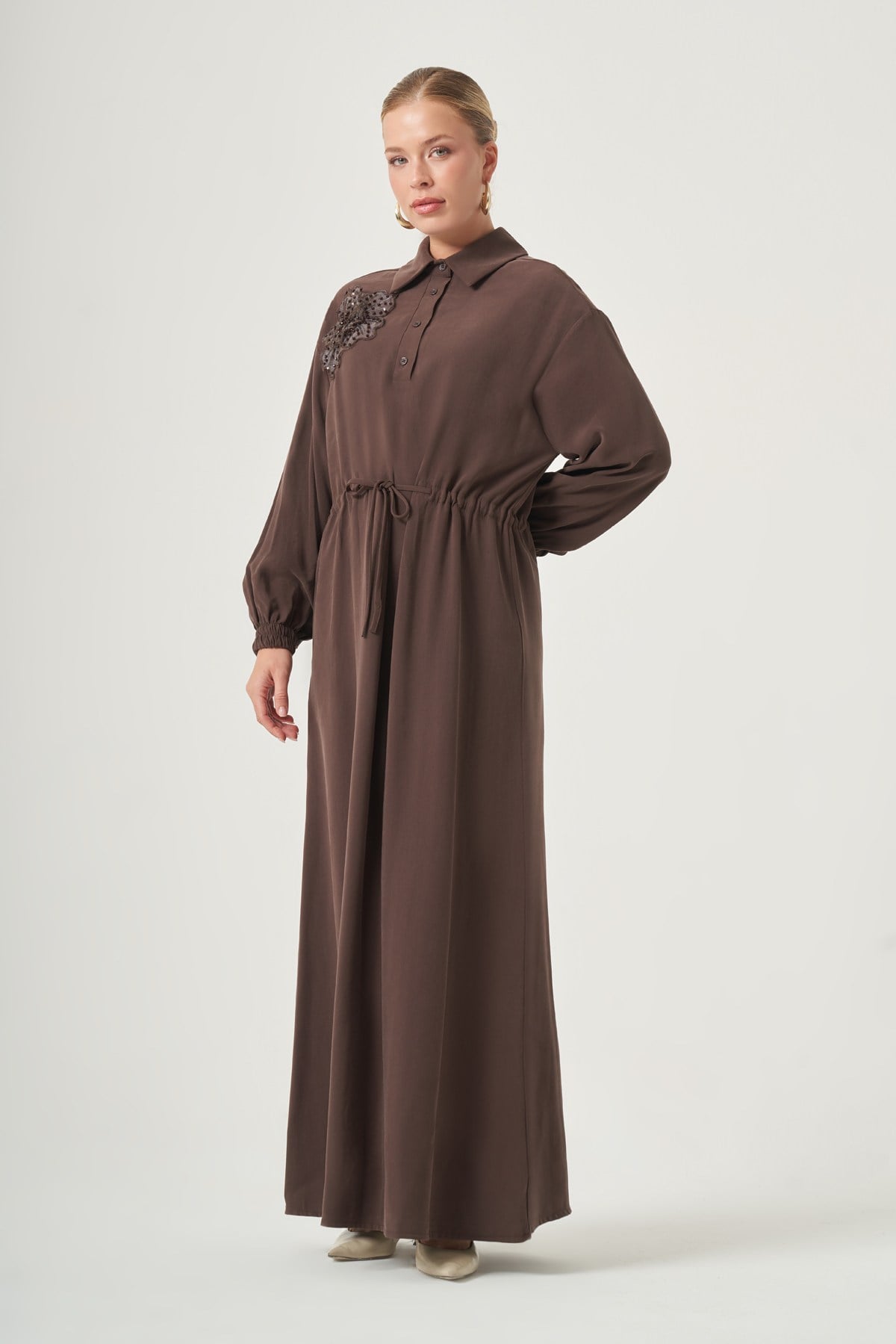 FTZ Women Kadın Rahat Kalıp Elbise  Kahve 31556
