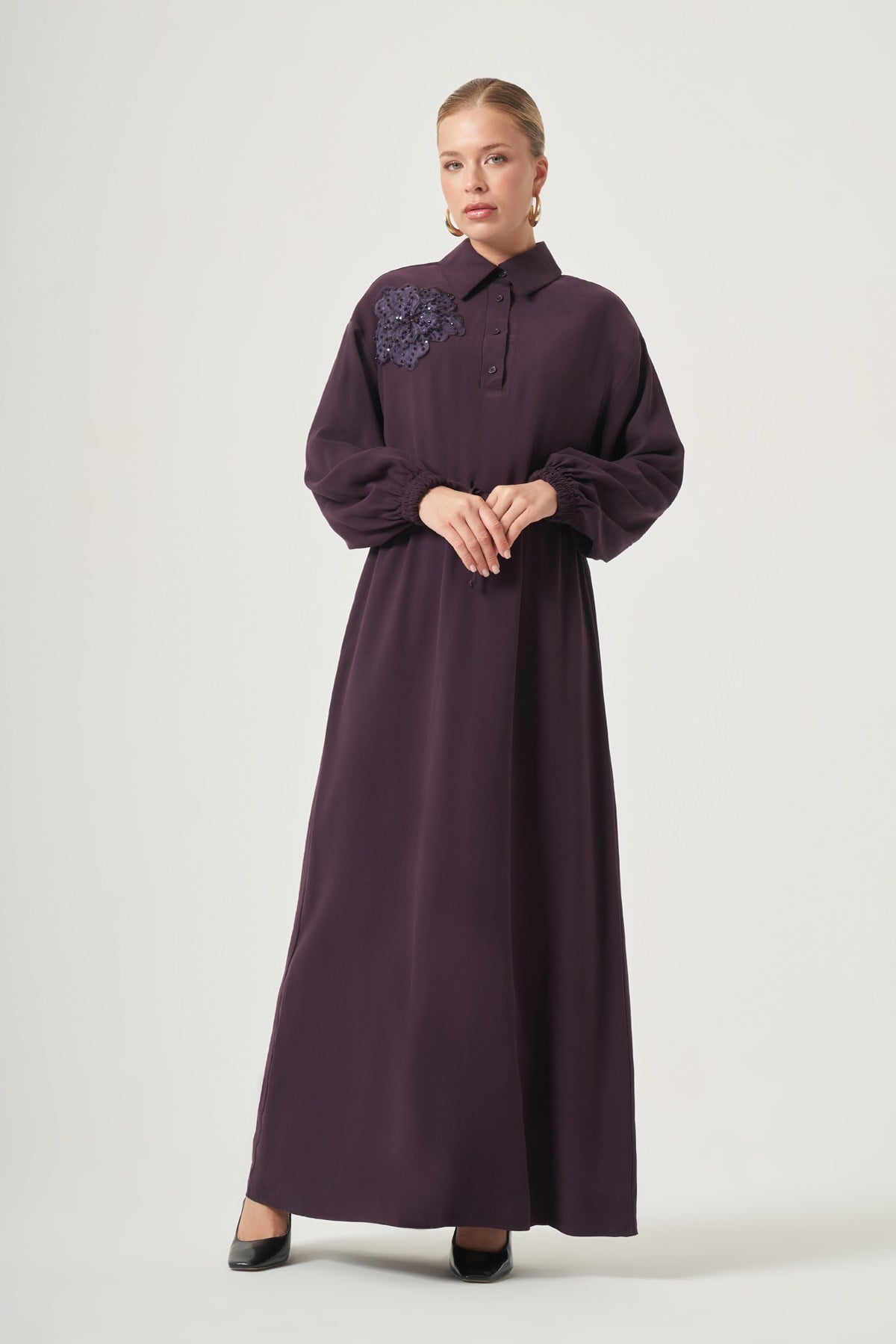 FTZ Women Kadın Rahat Kalıp Elbise  Mürdüm 31556