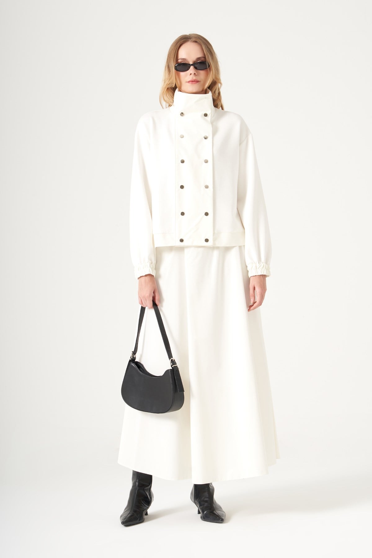 FTZ Women Kadın Rahat Kalıp Etekli Takım  Beyaz 31545