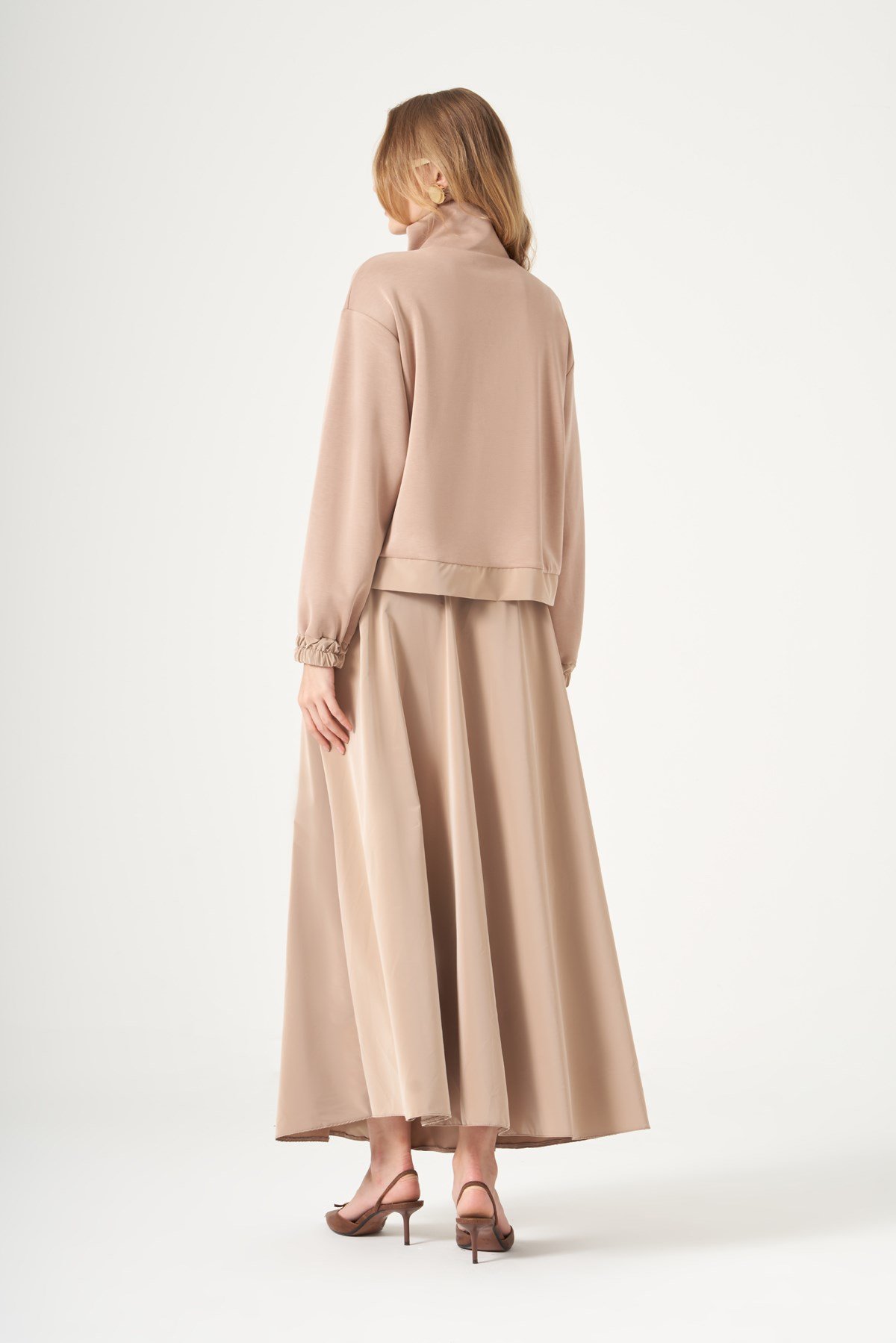 FTZ Women Kadın Rahat Kalıp Etekli Takım  Camel 31545