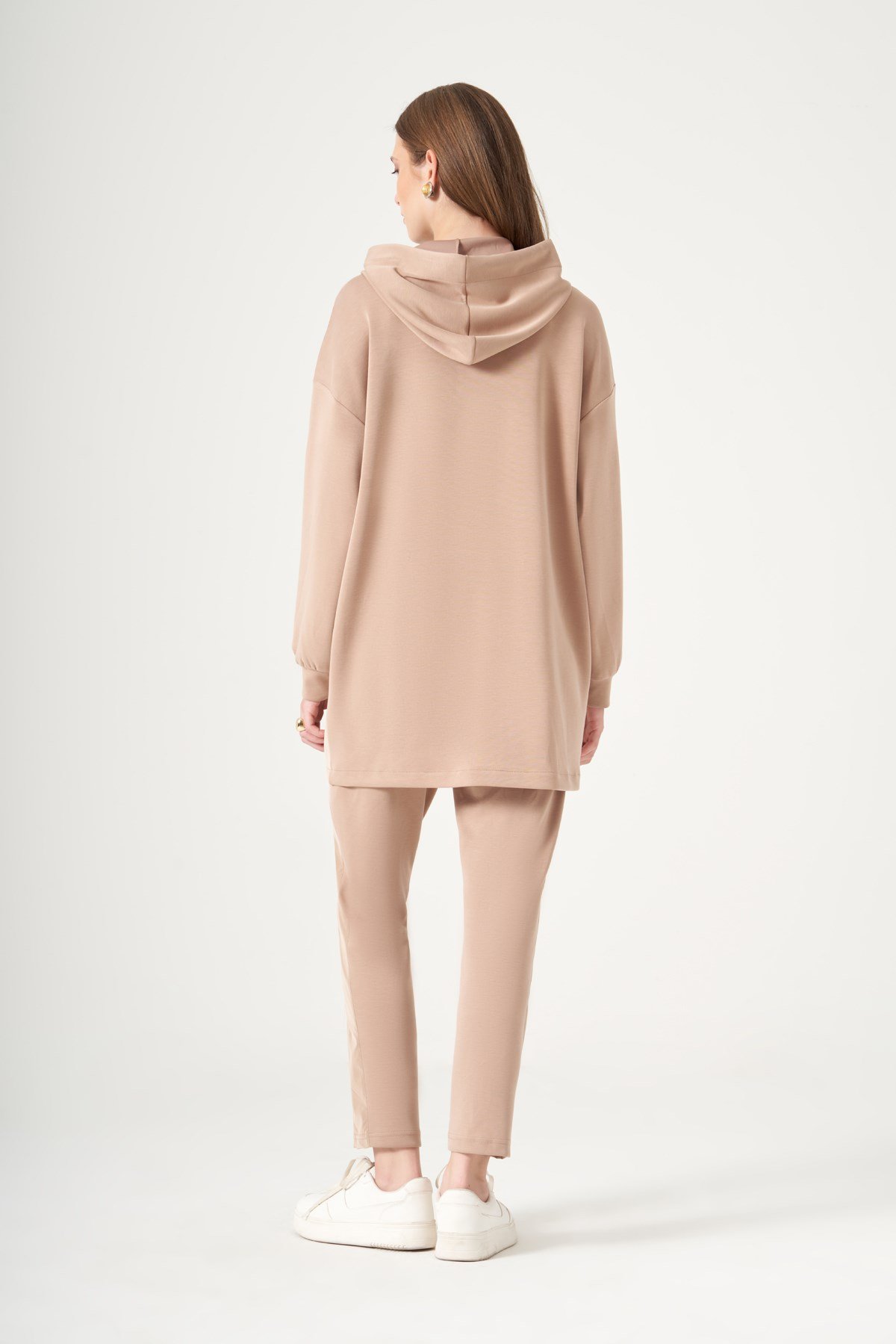 FTZ Women Kadın Rahat Kalıp Halka Detay Modal Takım  Camel 31529