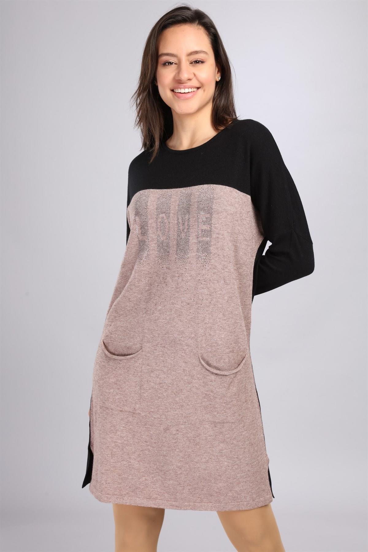 FTZ Women Kadın Renk Geçişli Uzun Tunik  Siyah 21-1144