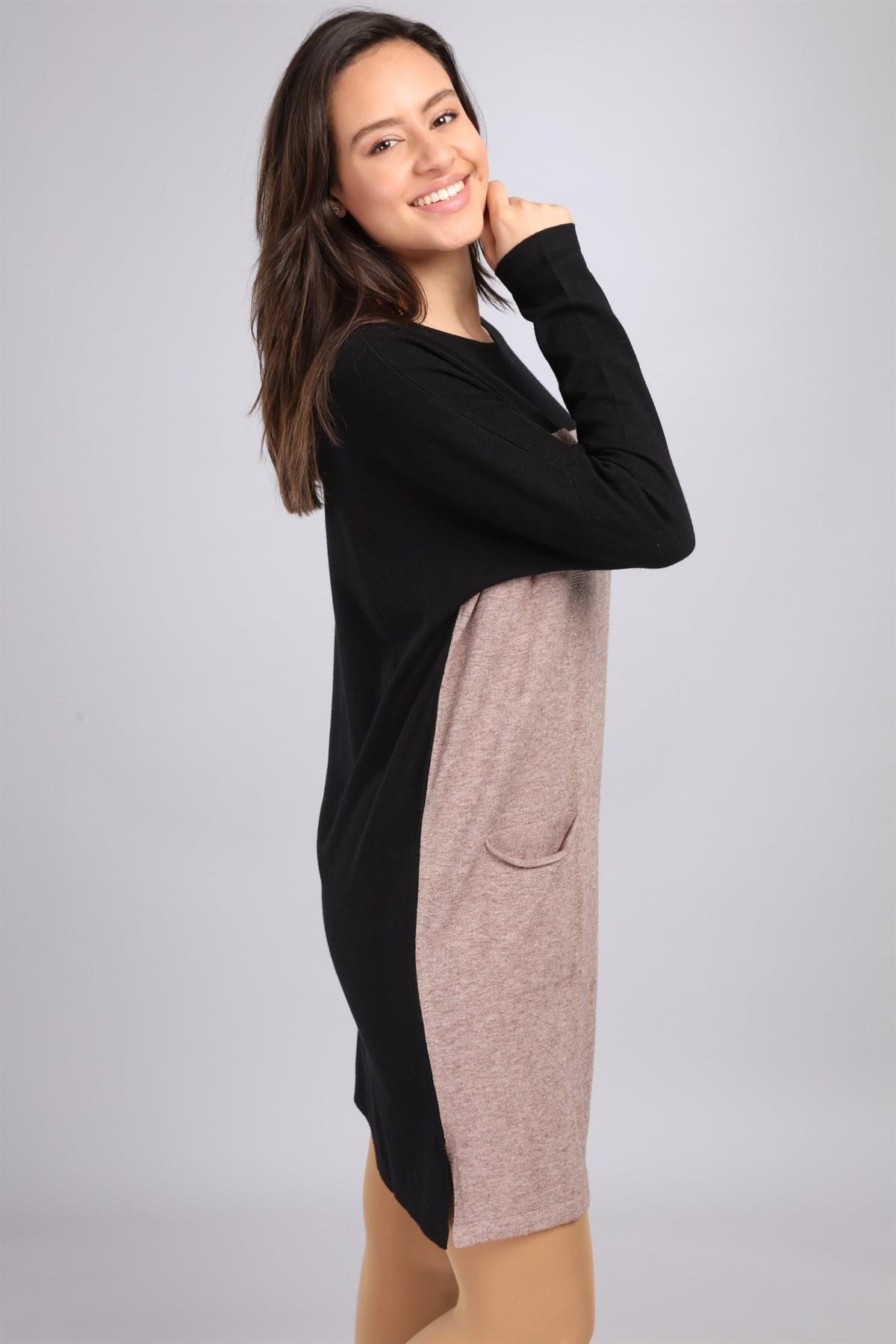 FTZ Women Kadın Renk Geçişli Uzun Tunik  Siyah 21-1144