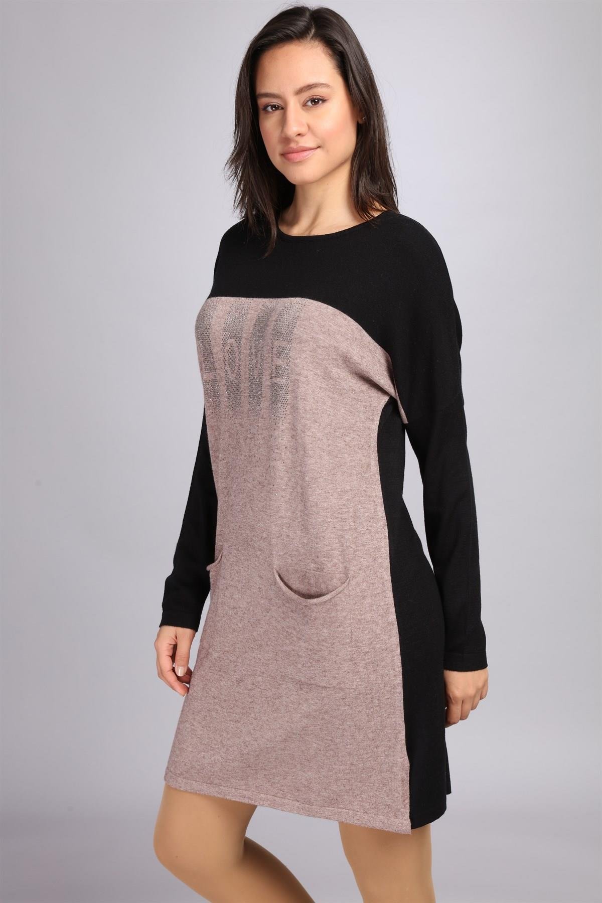 FTZ Women Kadın Renk Geçişli Uzun Tunik  Siyah 21-1144