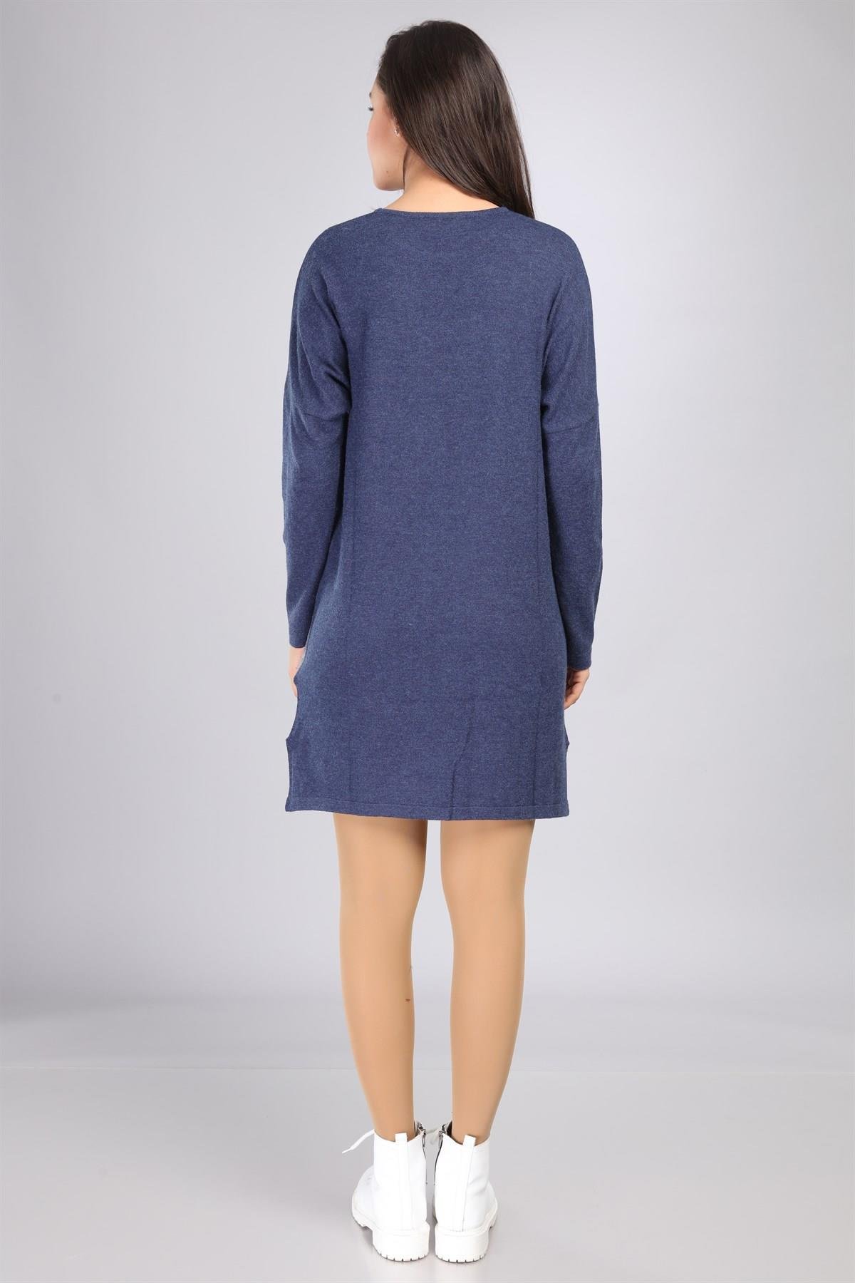 FTZ Women Kadın Renk Geçişli Uzun Tunik  İndigo 21-1144