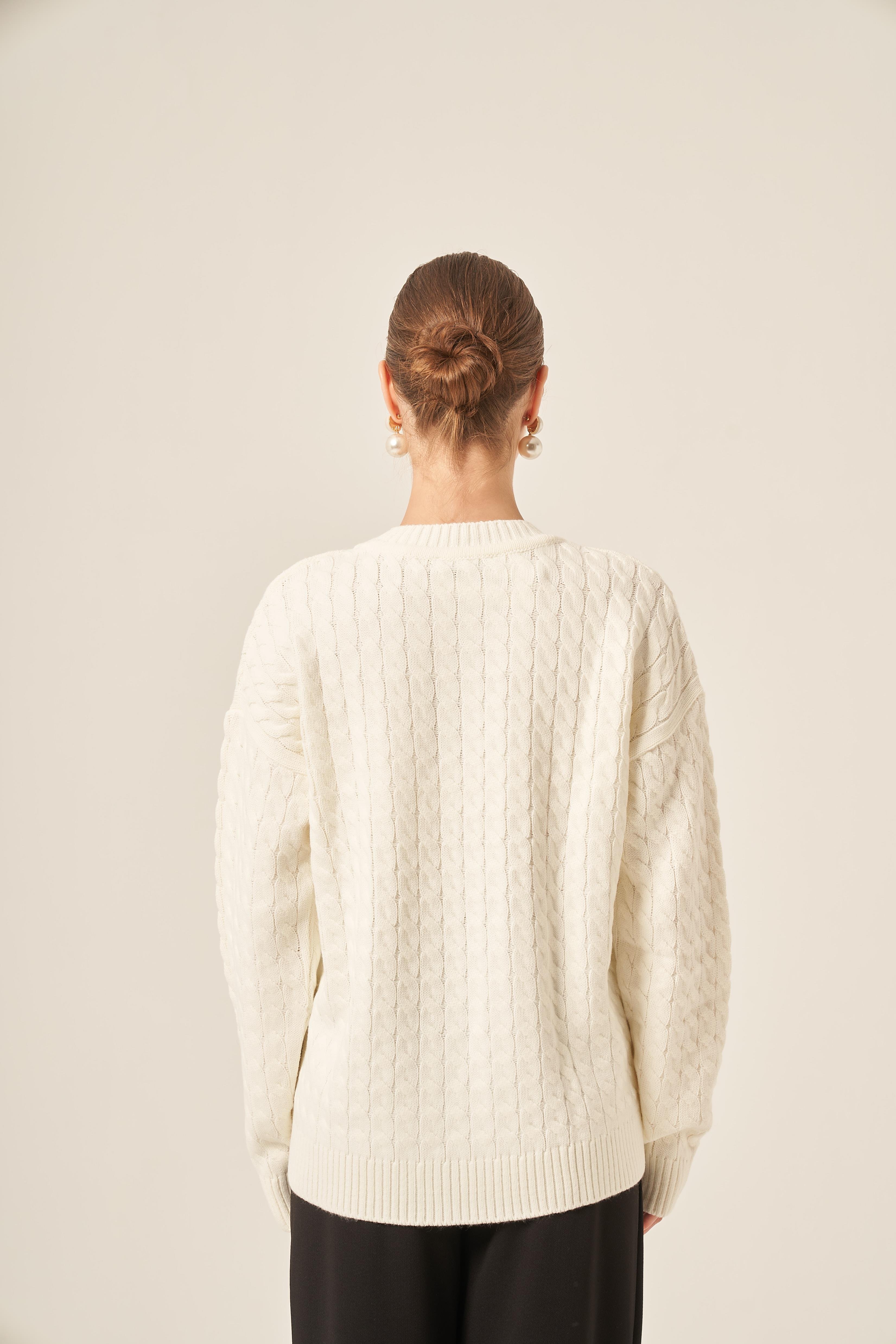 FTZ Women Kadın Saç Örgü Kazak  Ekru 20882