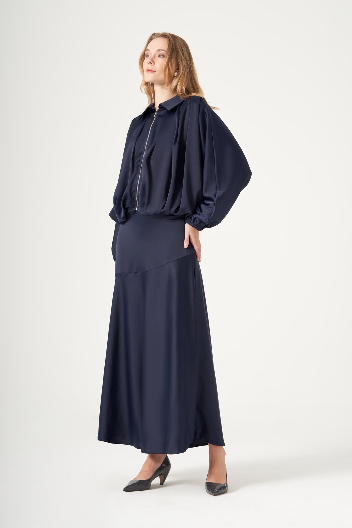 FTZ Women Kadın Saten Etekli Takım  Lacivert 31574