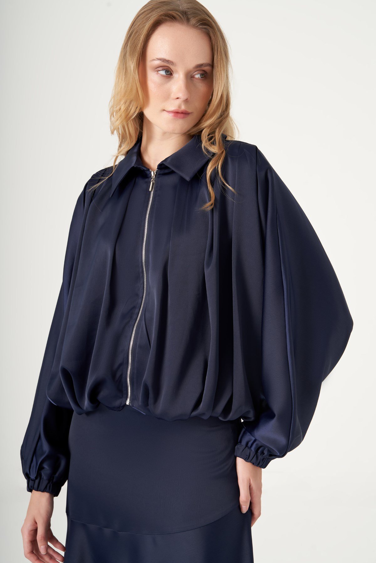 FTZ Women Kadın Saten Etekli Takım  Lacivert 31574